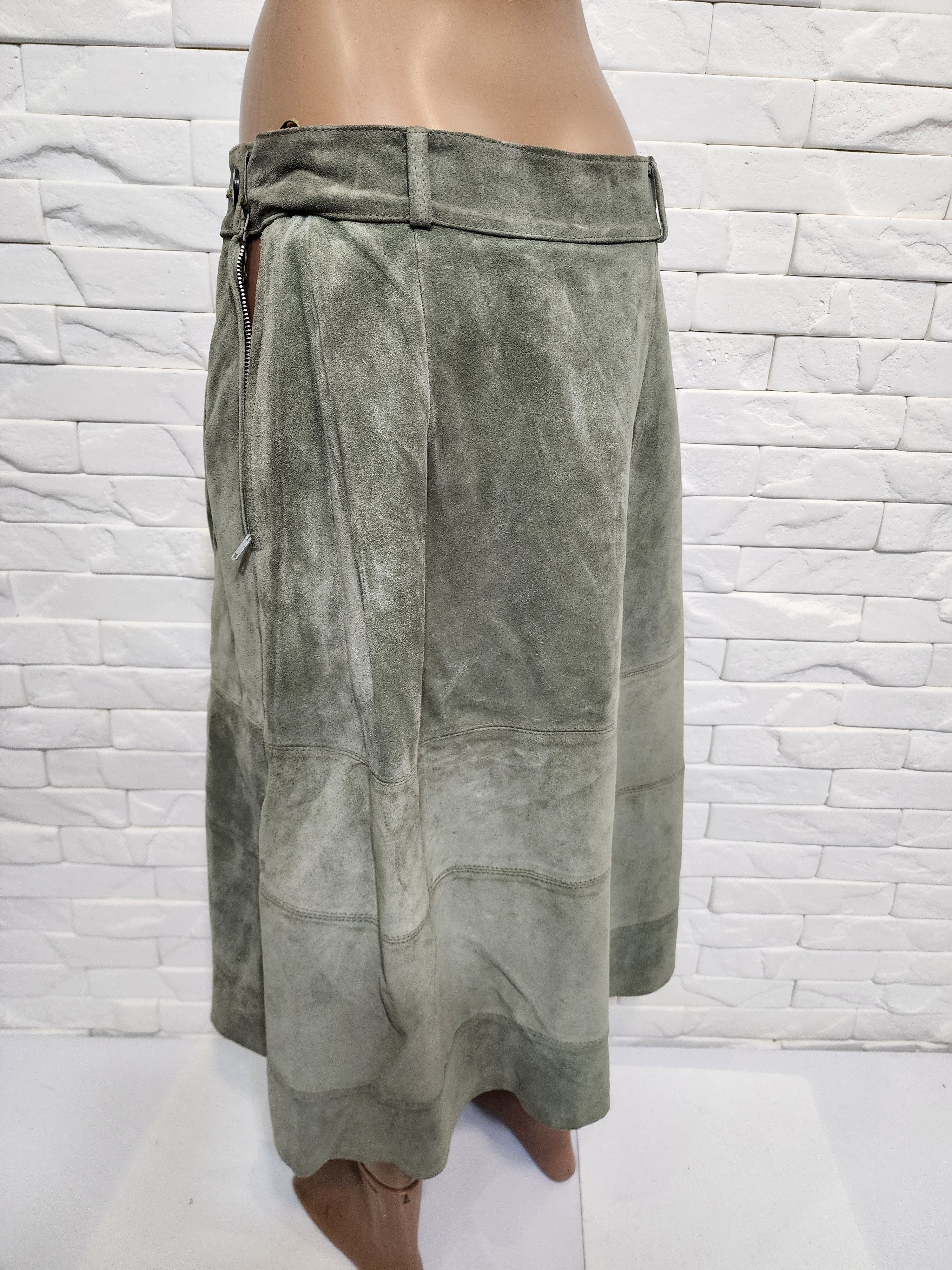 Genuine Leather Gray Suede Maxi Skirt. Size 32" / US 10 / IT 46 - 6 Thumbnail