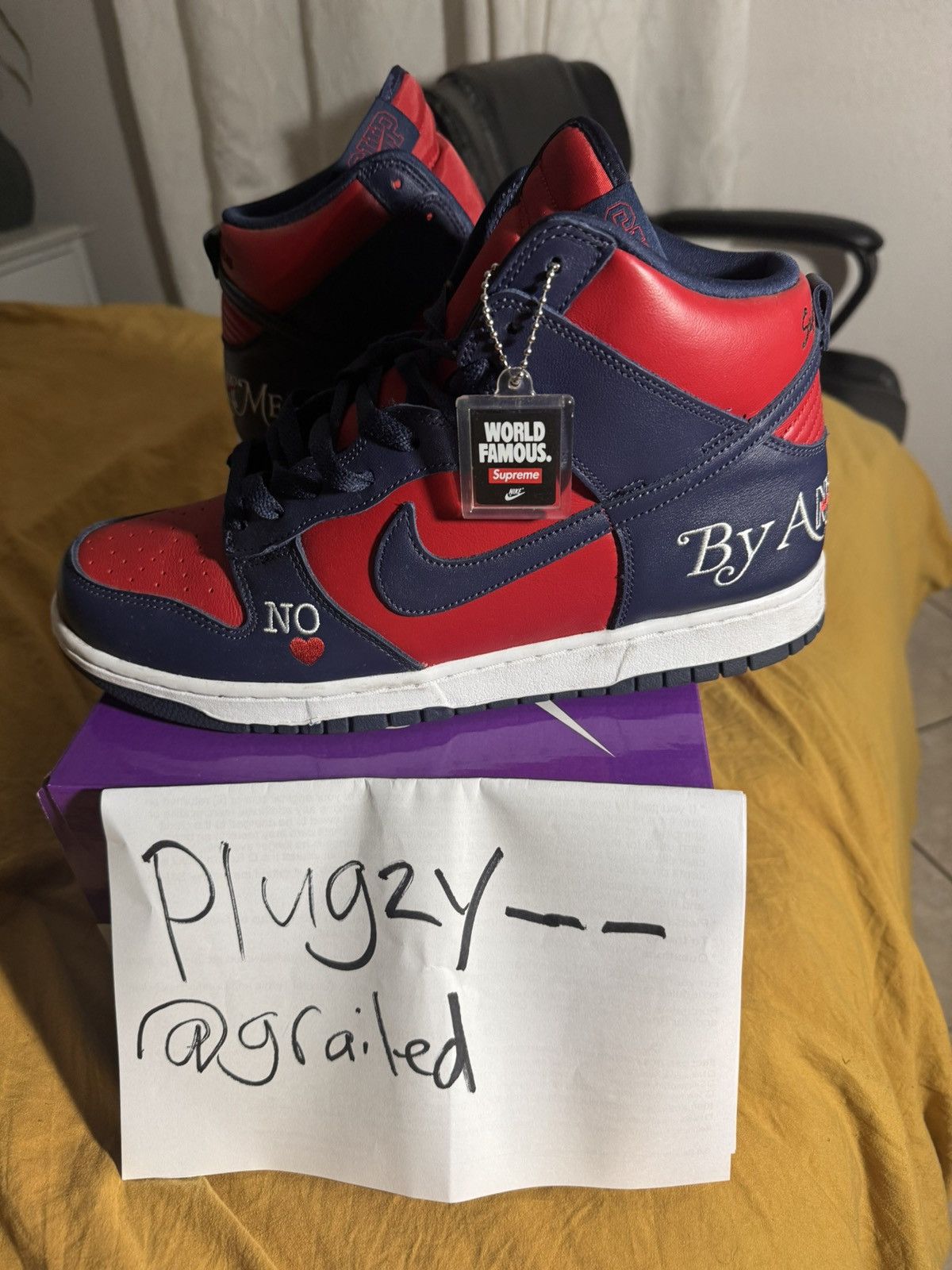 image of Nike Sb Supreme Dunk High Shoes in Red, Men's (Size 11.5)