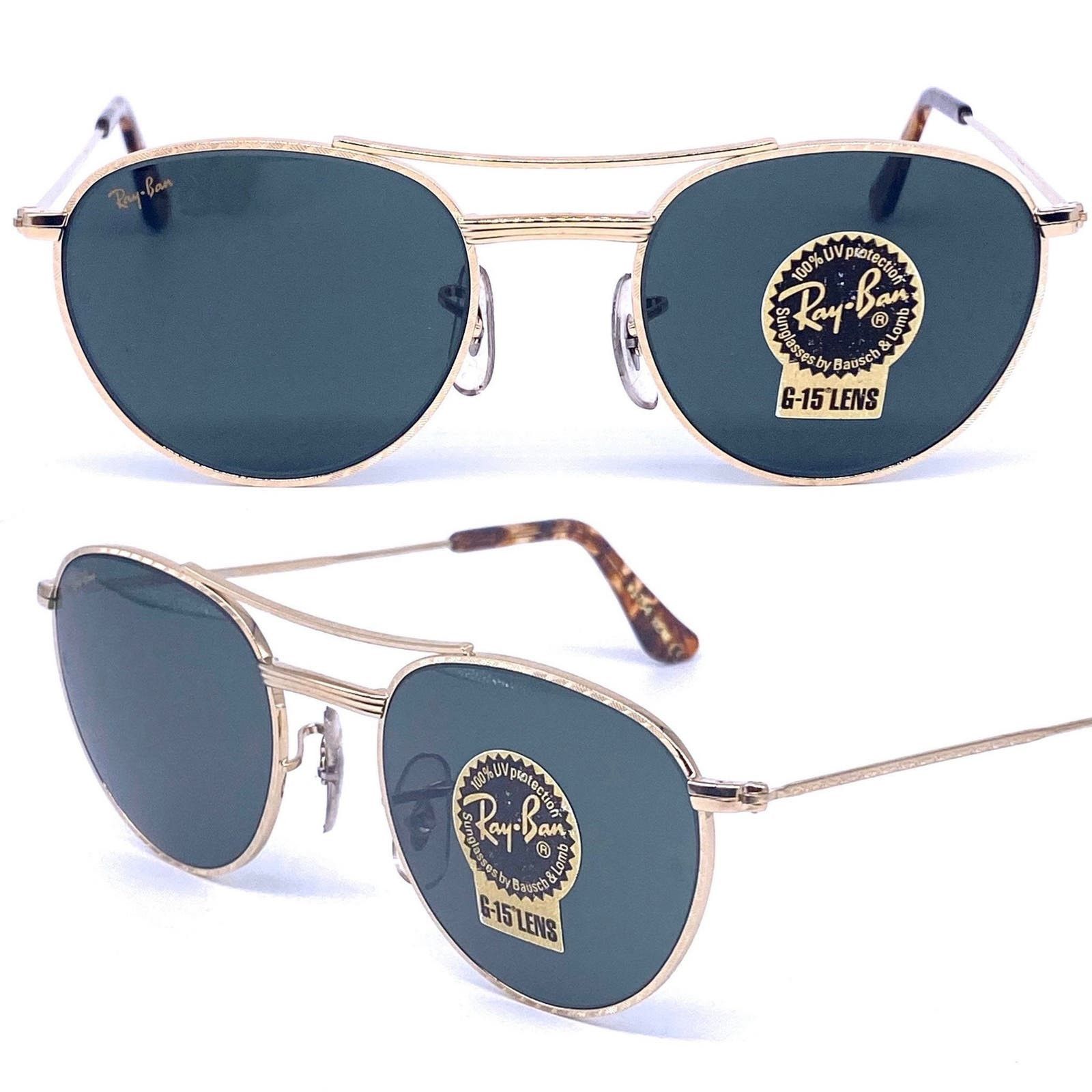 image of Rayban B&l Arista W1754 Round Gold Aviator Sunglasses, Men's