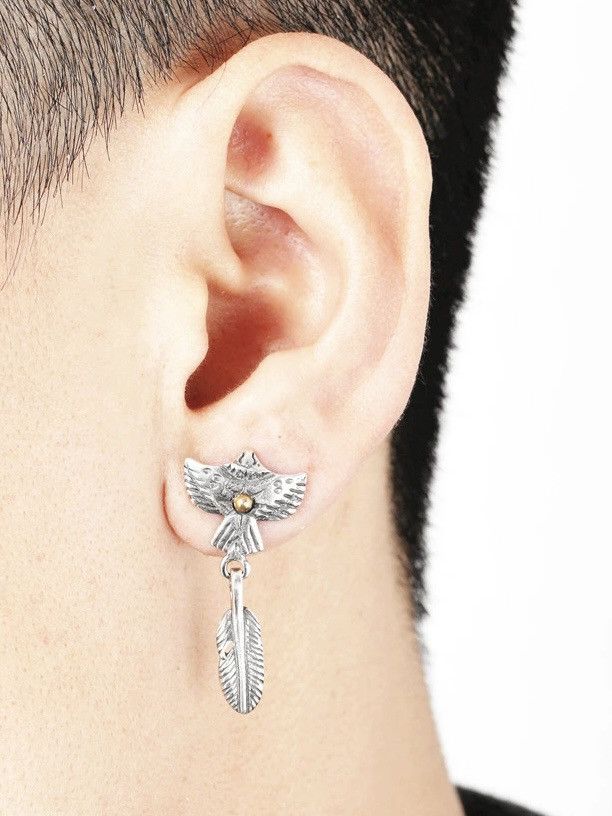 Vintage 2000s JAPANESE MADE STERLING SILVER NATIVE EAGLE EARRING Size ONE SIZE - 3 Thumbnail