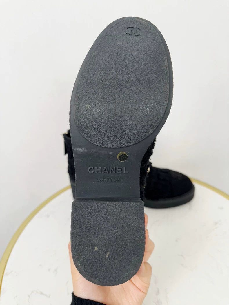 Chanel Chanel Black Knit Pearled Ankle Boots -2505 Size US 7 / IT 37 - 5 Thumbnail
