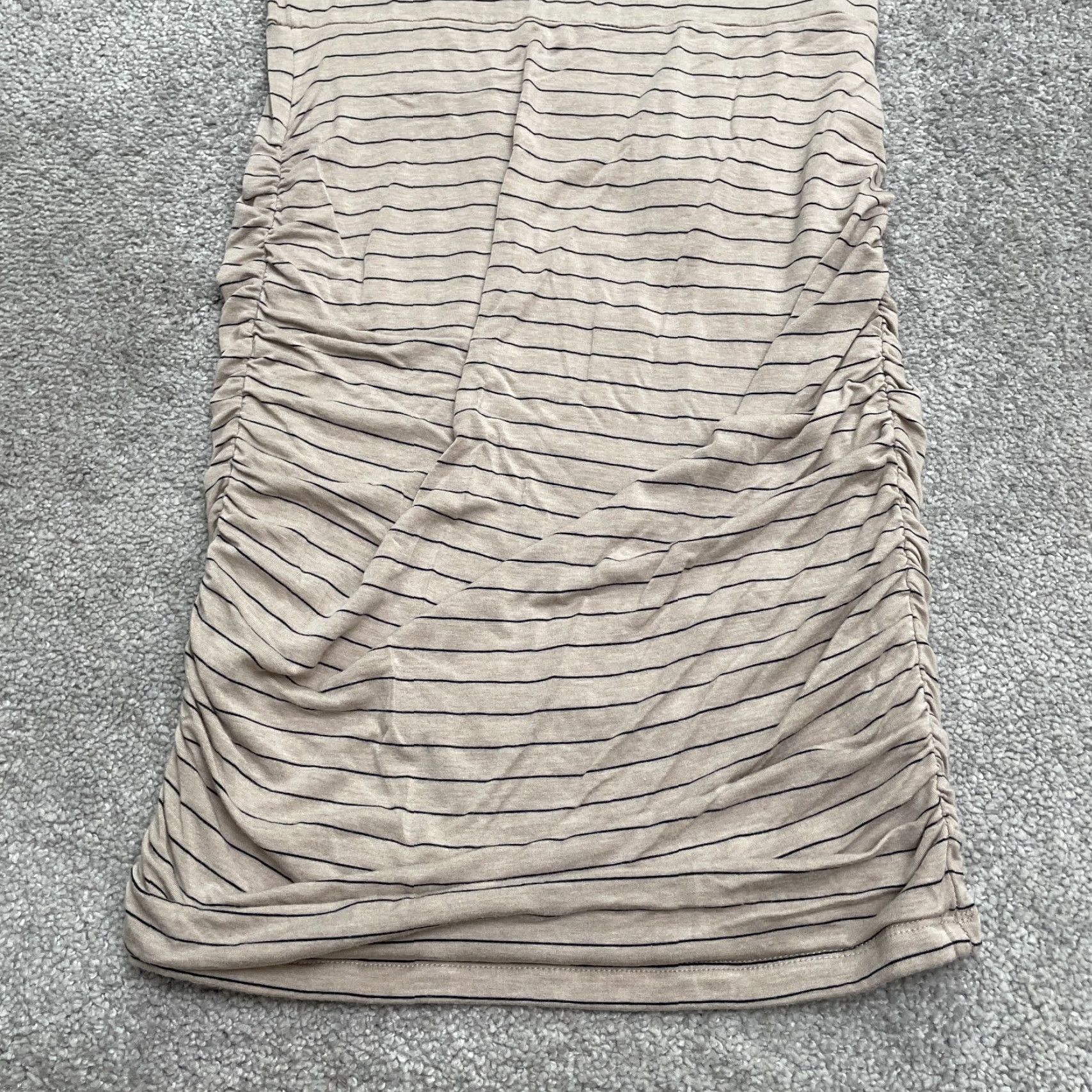 Prana VINTAGE Prana Bodycon Midi Dress Womens Medium Short Sleeve Striped Beige Stretch Casual Size M / US 6-8 / IT 42-44 - 5 Thumbnail