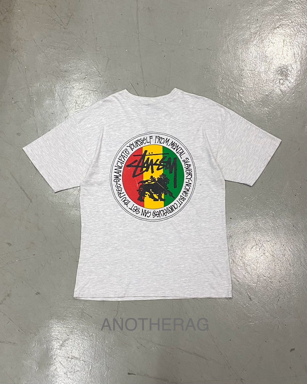 image of 80’S Stussy T-Shirt in Light Grey, Men's (Size Medium)