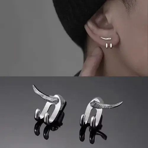 Japanese Brand Detachable Tooth Beast Earrings Chrome Jewelry Spike Size ONE SIZE - 4 Thumbnail
