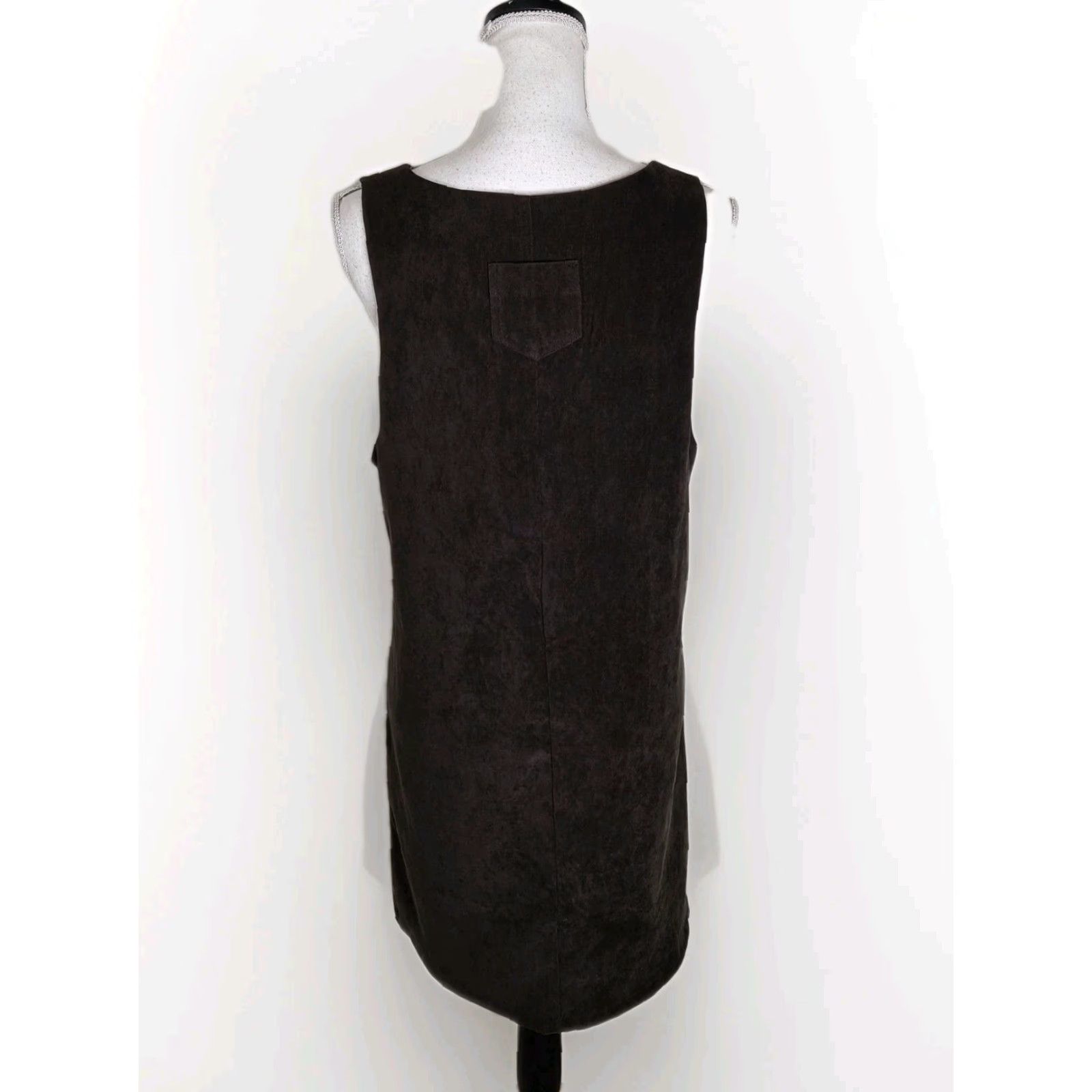 Vintage Vintage Y2K 90s Brown Fuax Suede Jumper Dress Shift Womens 12 Medium Size S / US 4 / IT 40 - 3 Thumbnail