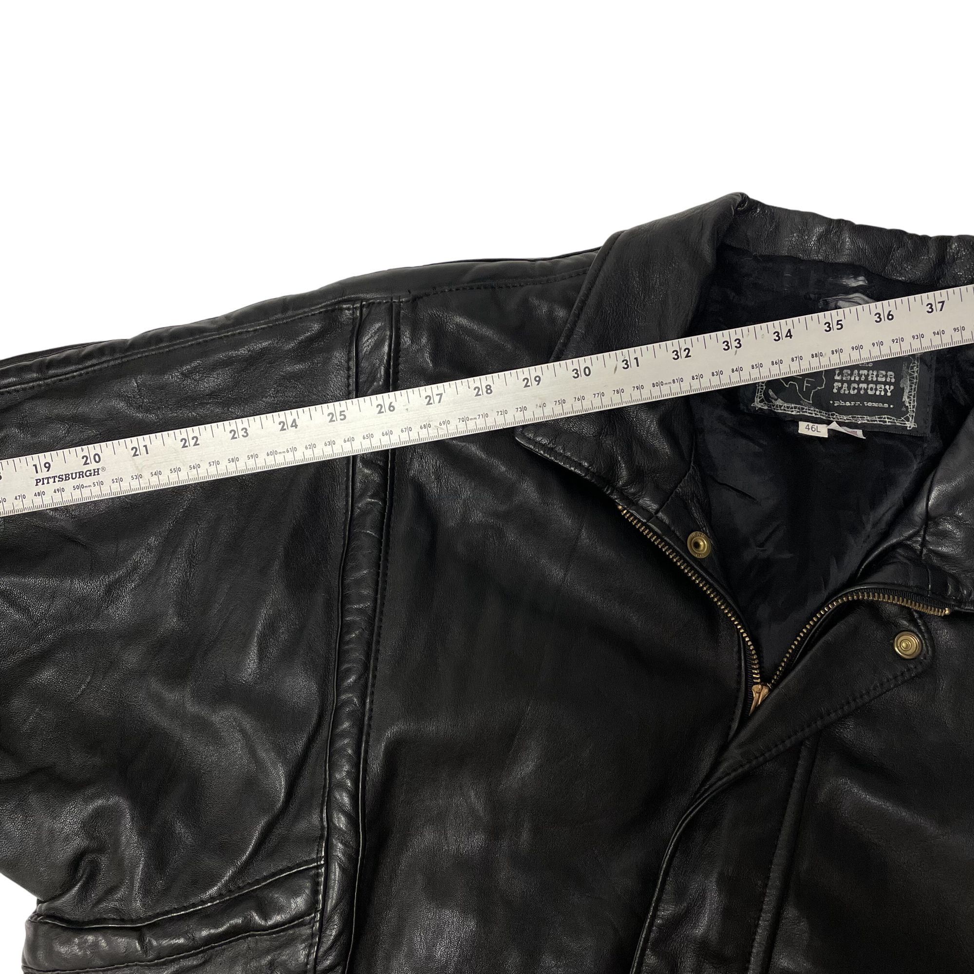 Other 80 90’s Black Leather BOMBER MOTORCYCLE BIKER Jacket 46 L Size US XL / EU 56 / 4 - 7 Thumbnail