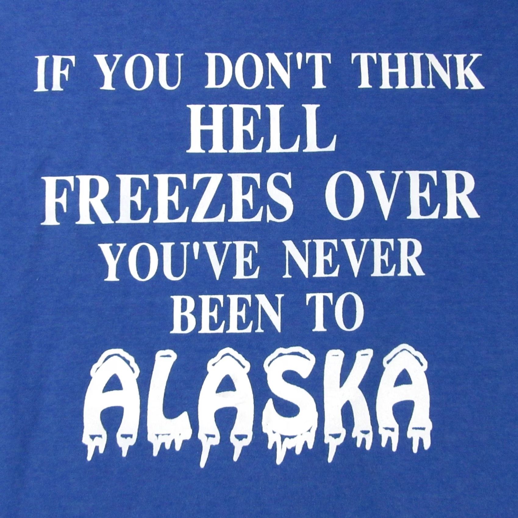 Vintage VINTAGE 80s YOU’VE NEVER BEEN TO ALASKA - HELL FREEZES OVER T-Shirt M single stitch Men Size US M / EU 48-50 / 2 - 4 Thumbnail