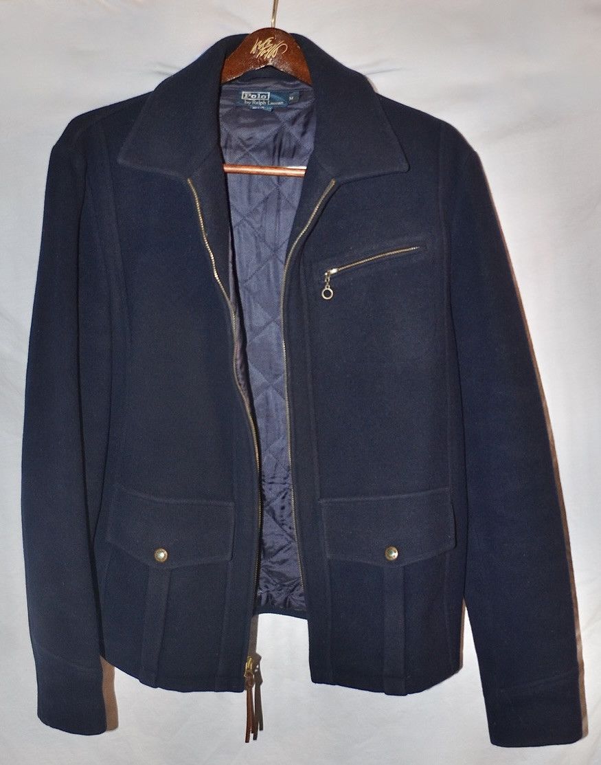 Polo Ralph Lauren Vintage Polo Ralph Lauren Wool Zip Jacket Navy Small Size US M / EU 48-50 / 2 - 2 Thumbnail