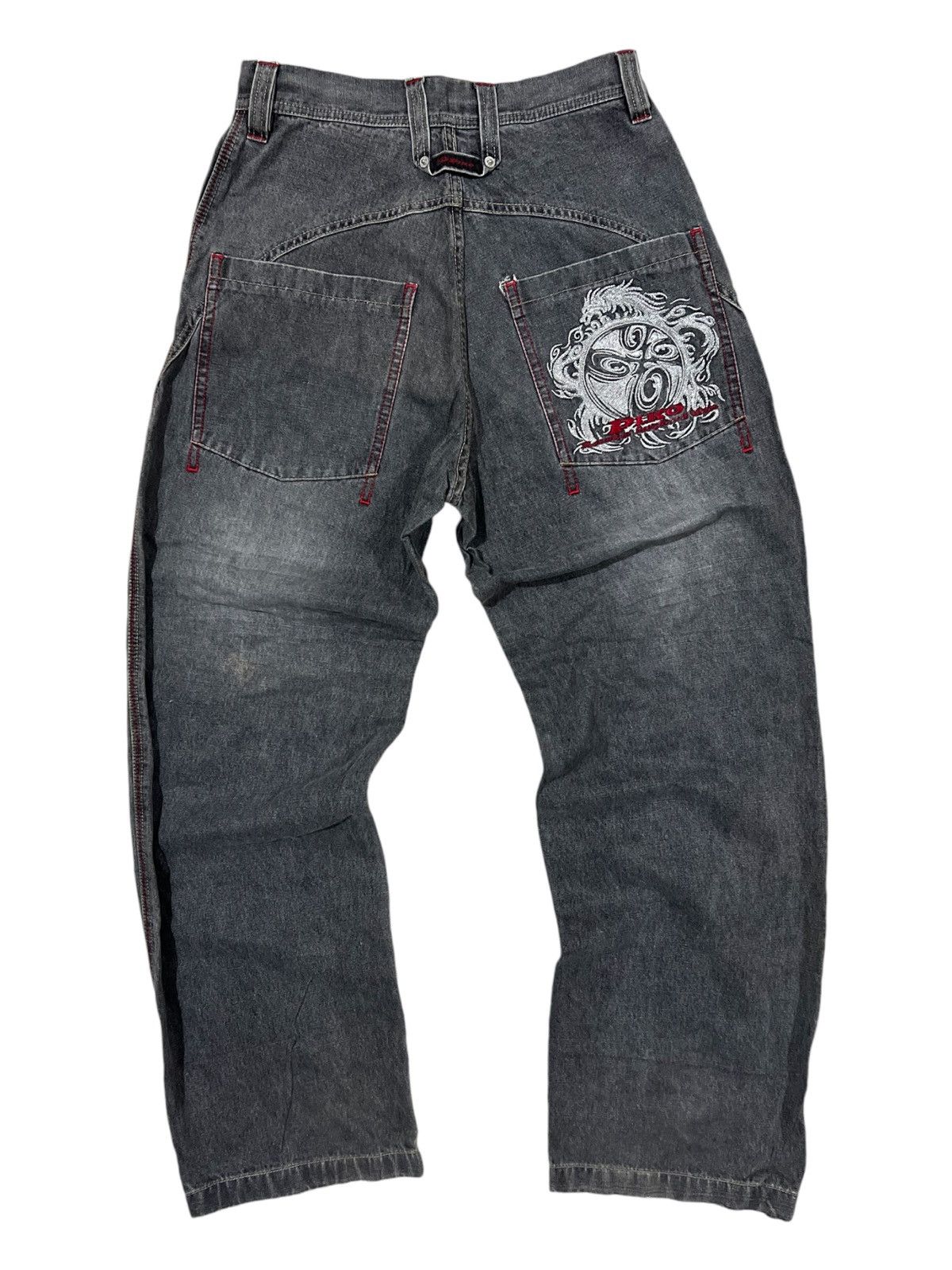 Ed Hardy Y2K Piko Big Pockets Embroidery Baggy Oversize Painter Jeans Size US 27 - 2 Thumbnail