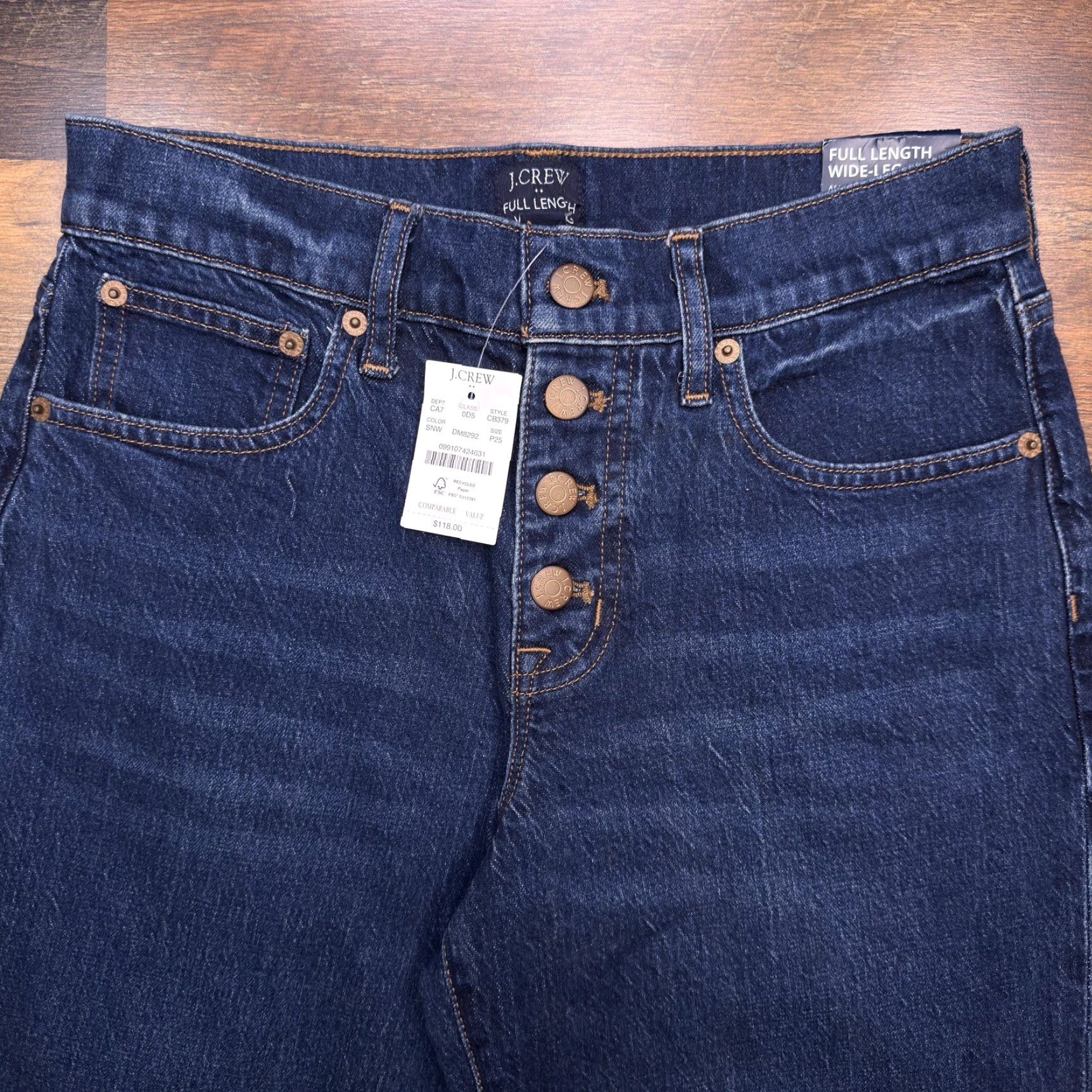 J.Crew J.CREW Jeans Wide-Leg 25 Petite Mid Rise Stretch Womens Denim Blue 5-Pocket Inseam 26 In./Petites Jeans Stretch Modern City Womens Size 42" / US 20 - 2 Thumbnail