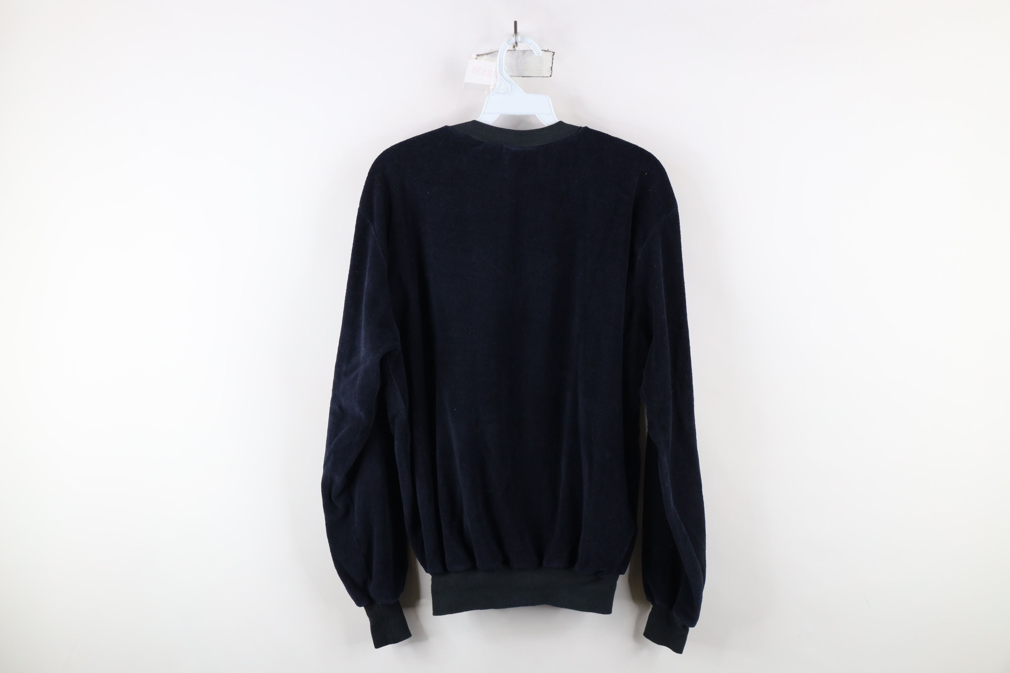 Vintage Vintage 70s Streetwear Terry Cloth V-Neck Sweater Navy USA Size US XL / EU 56 / 4 - 7 Thumbnail
