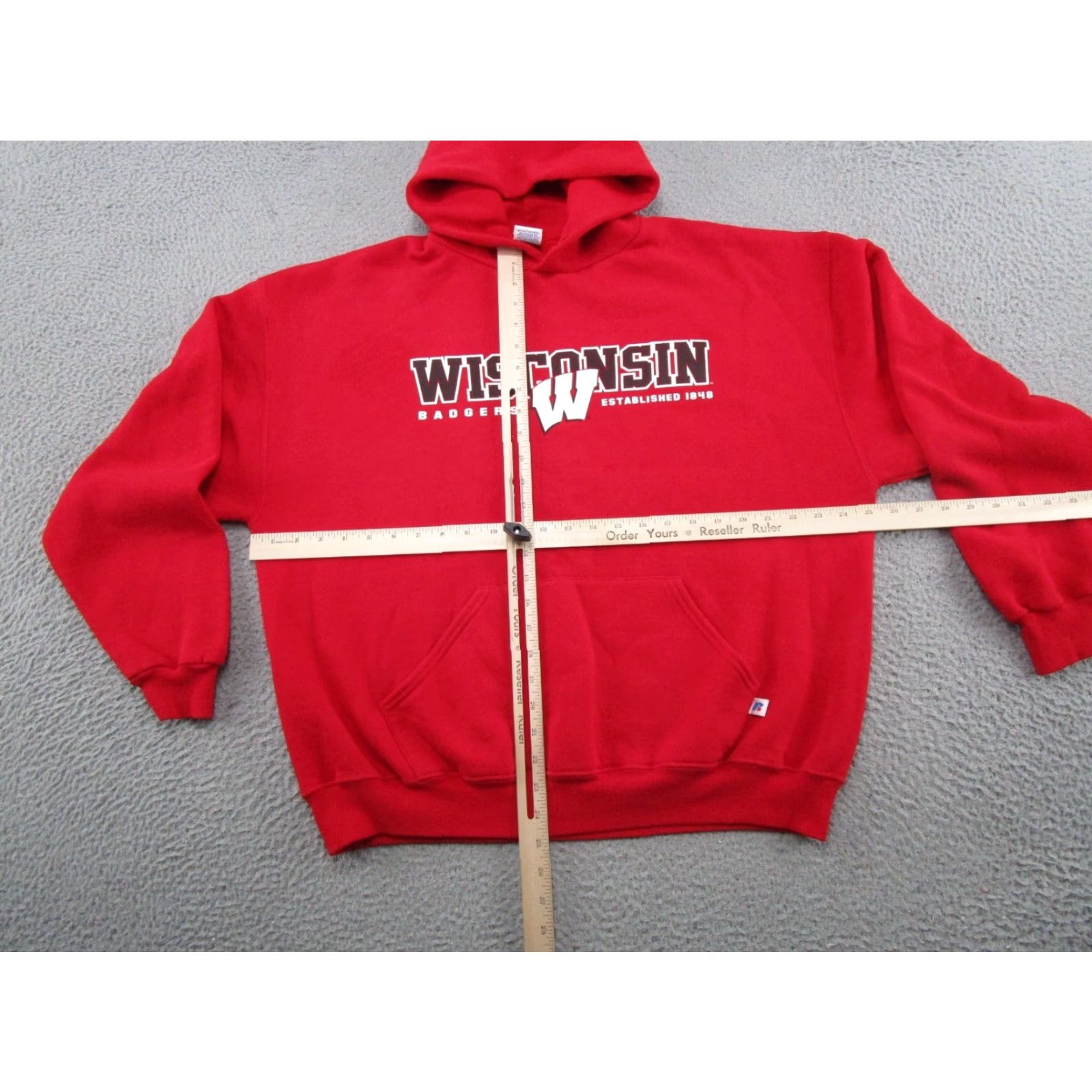 Russell Athletic VINTAGE Russell Athletic Hoodie Mens XL Red Wisconsin Badgers NCAA Crew Neck Pullover All Seasons Sports Size US XL / EU 56 / 4 - 6 Thumbnail