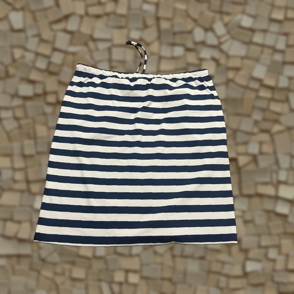 Vintage Sonoma Skirt Women's Size Large Blue Grey Striped Tie Waist Straight Pencil Size 36" / US 14 / IT 50 - 1 Thumbnail