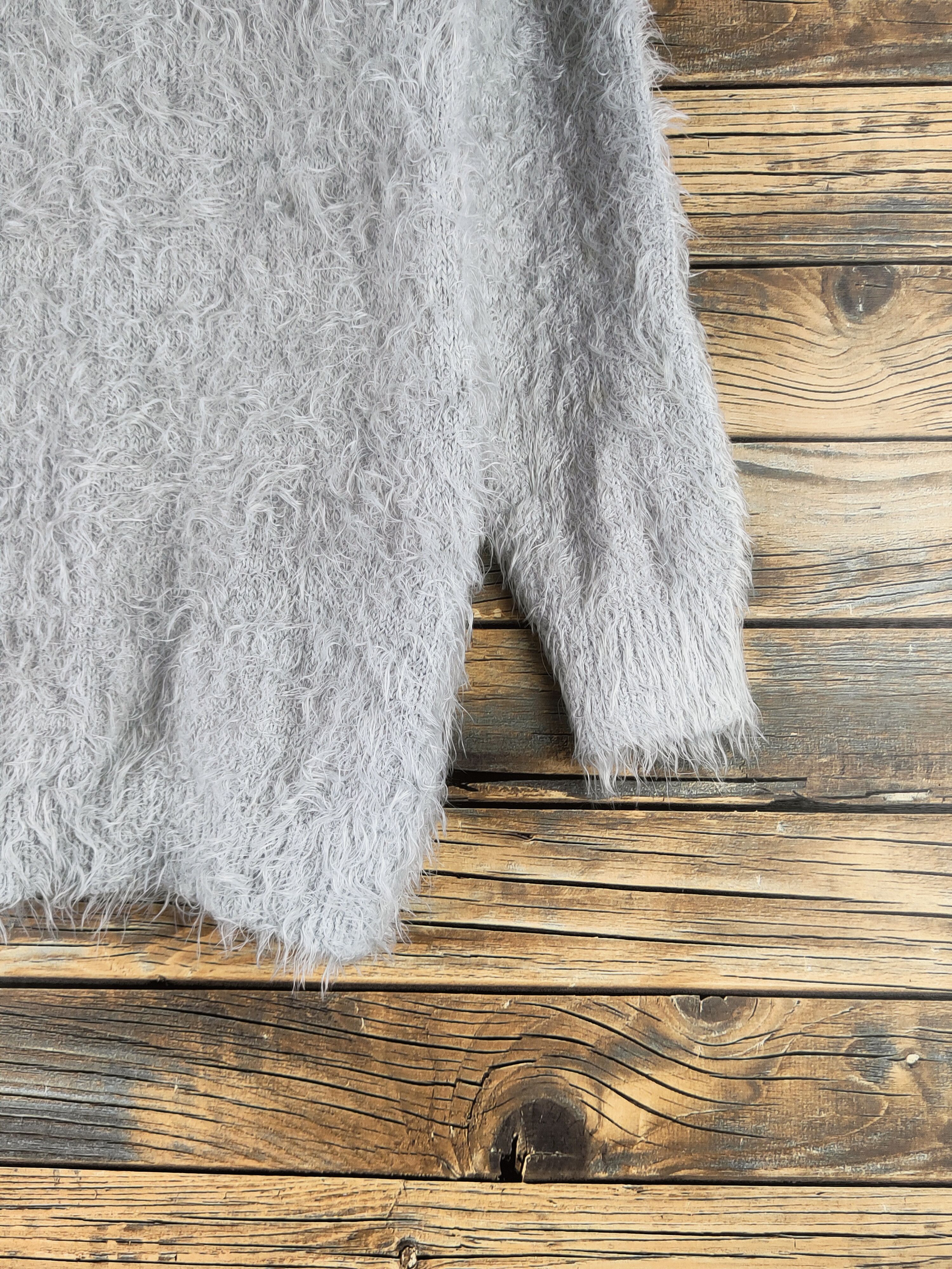 Japanese Brand DL Shoo La Rue Gray Fur Mohair Knitwear #46-521 Size S / US 4 / IT 40 - 6 Thumbnail
