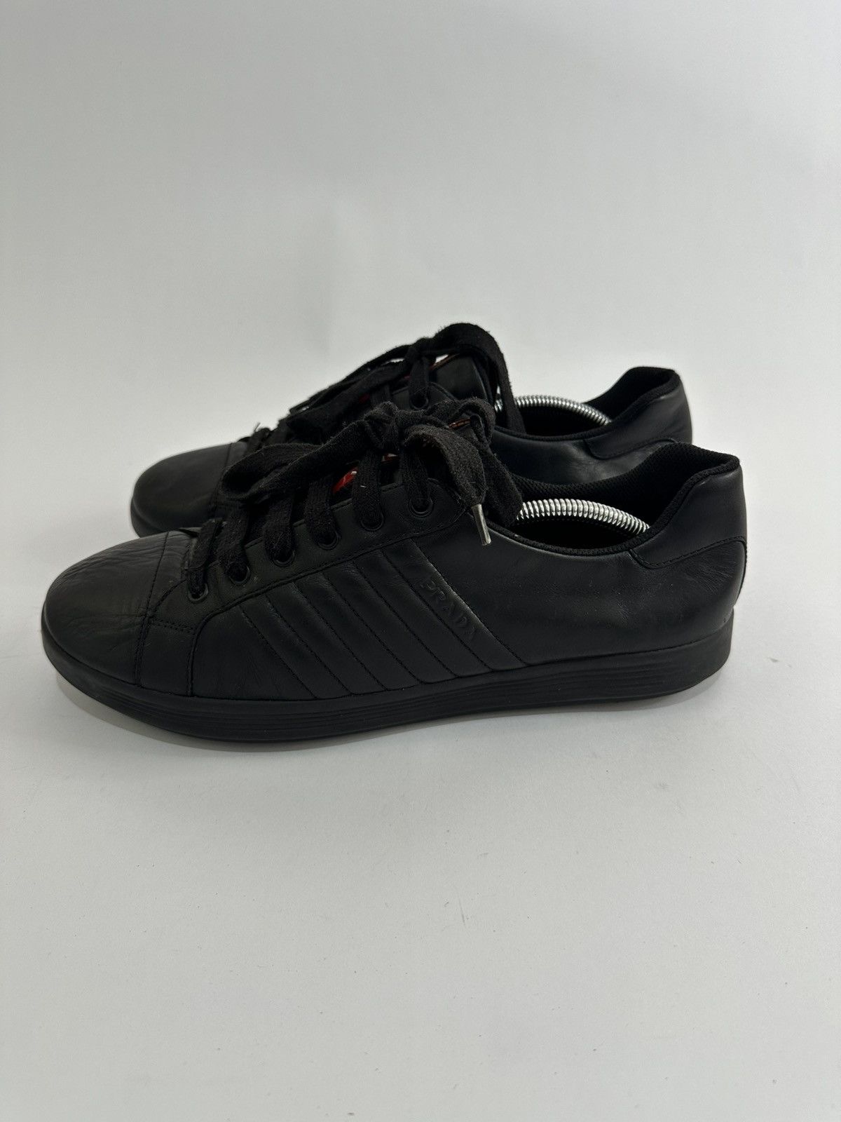 Prada Prada Black Leather Low Top Sneakers Size Size US 11 / EU 44 - 5 Thumbnail