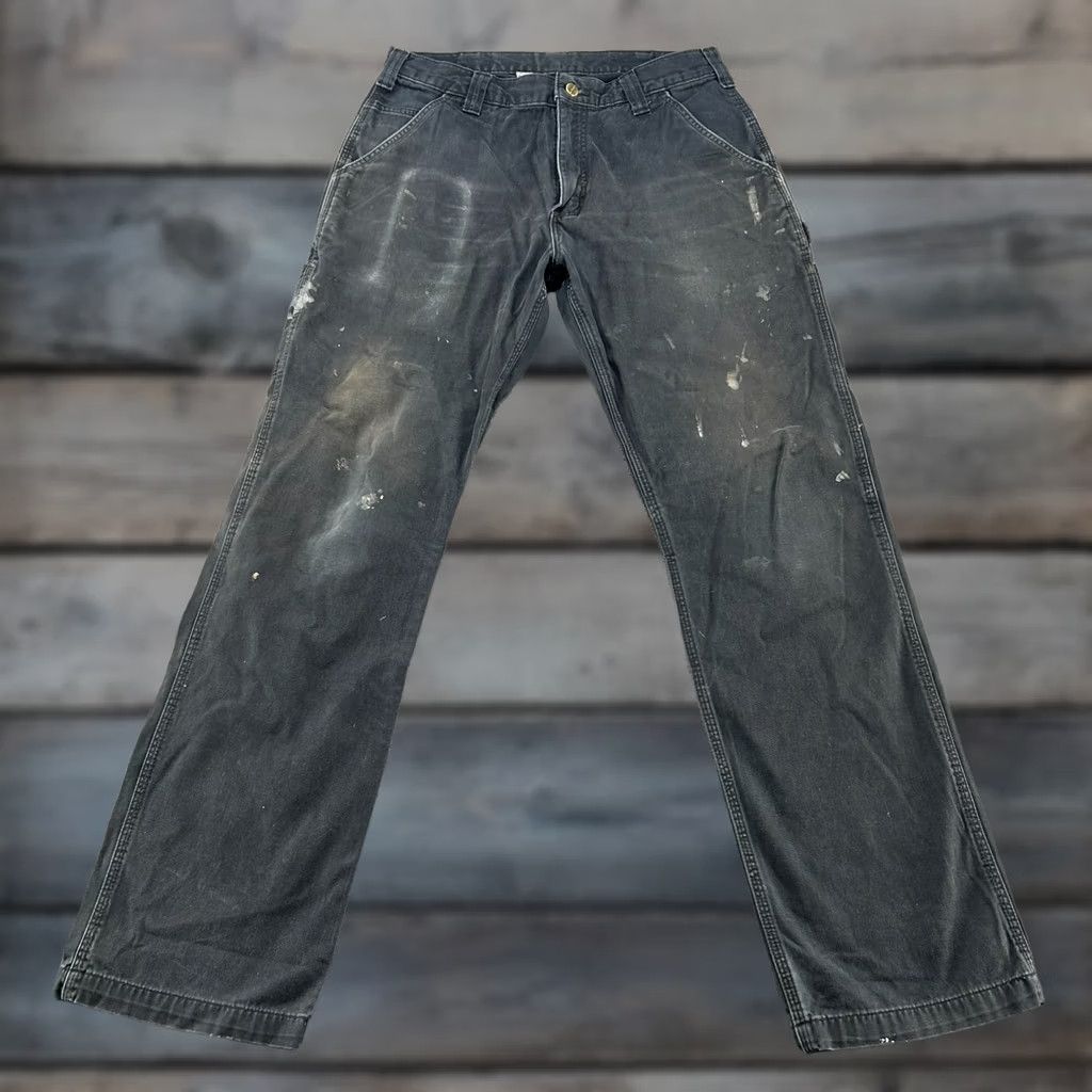 Carhartt Carhartt Pants Men 33x34 Black Carpenter Relaxed Straight Cotton Distressed Workwear Casual"} Size US 33 - 1 Thumbnail