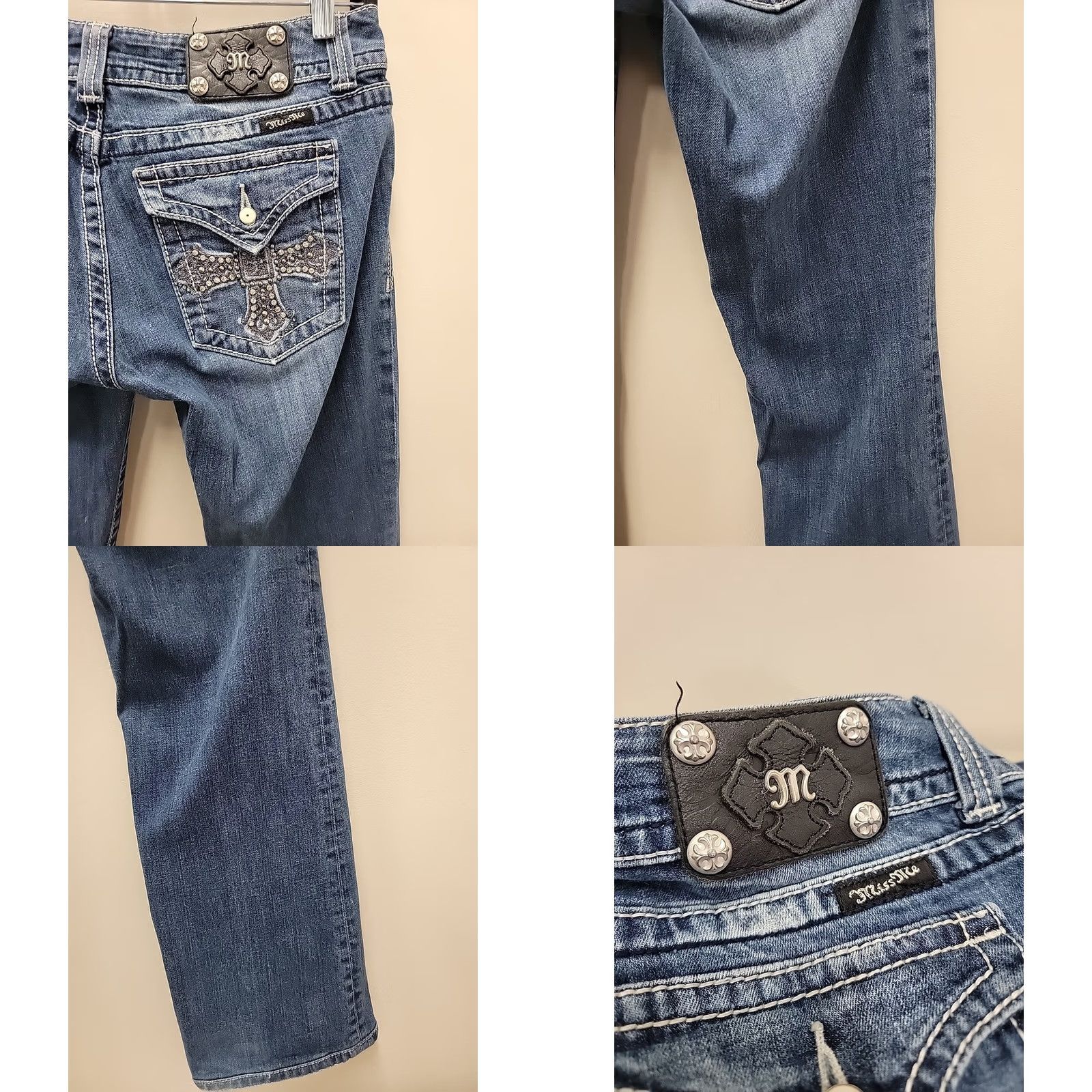 Miss Me Miss Me Jeans Bootcut 30x34 Blue Embroidered Stretch Denim Women's Regular Jeans 5-Pocket JP504688 Size 30" / US 8 / IT 44 - 9 Thumbnail