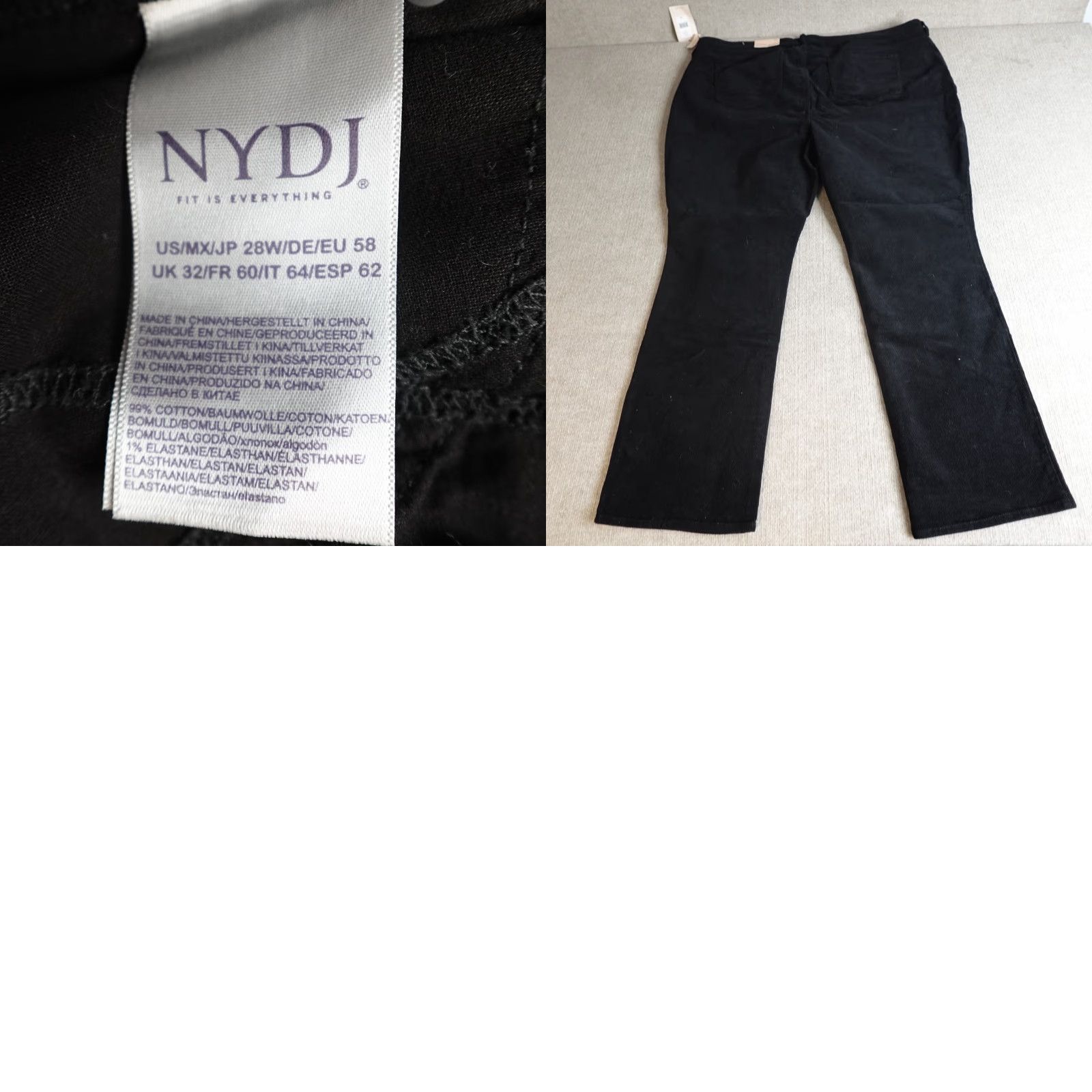 NYDJ VINTAGE NYDJ Pants 28W Black Corduroy Lift x Tuck Marilyn Straight NEW Size 28" / US 6 / IT 42 - 9 Thumbnail