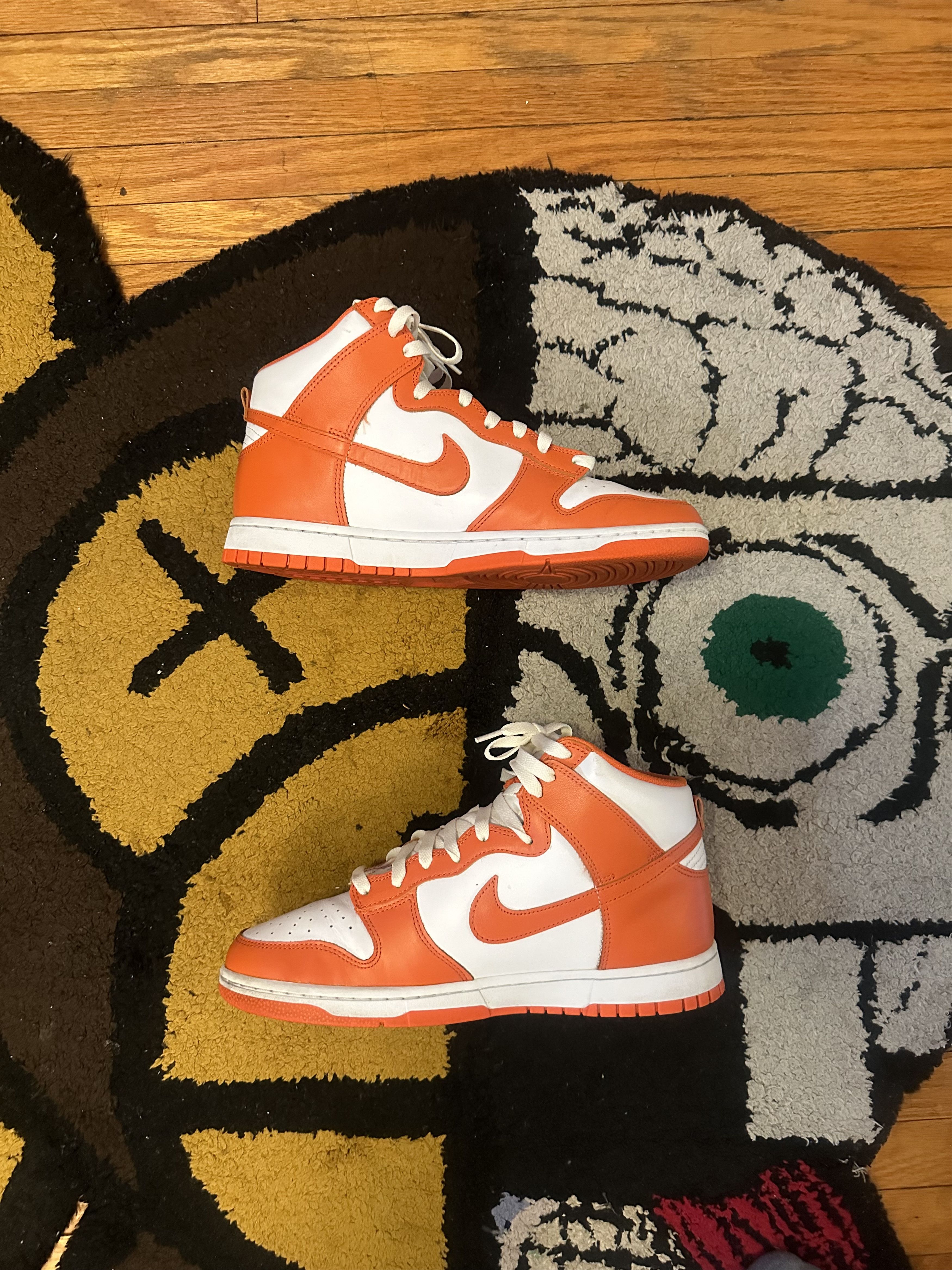 image of Nike Syracuse Dunk High Shoes in Orange/White, Men's (Size 10.5)