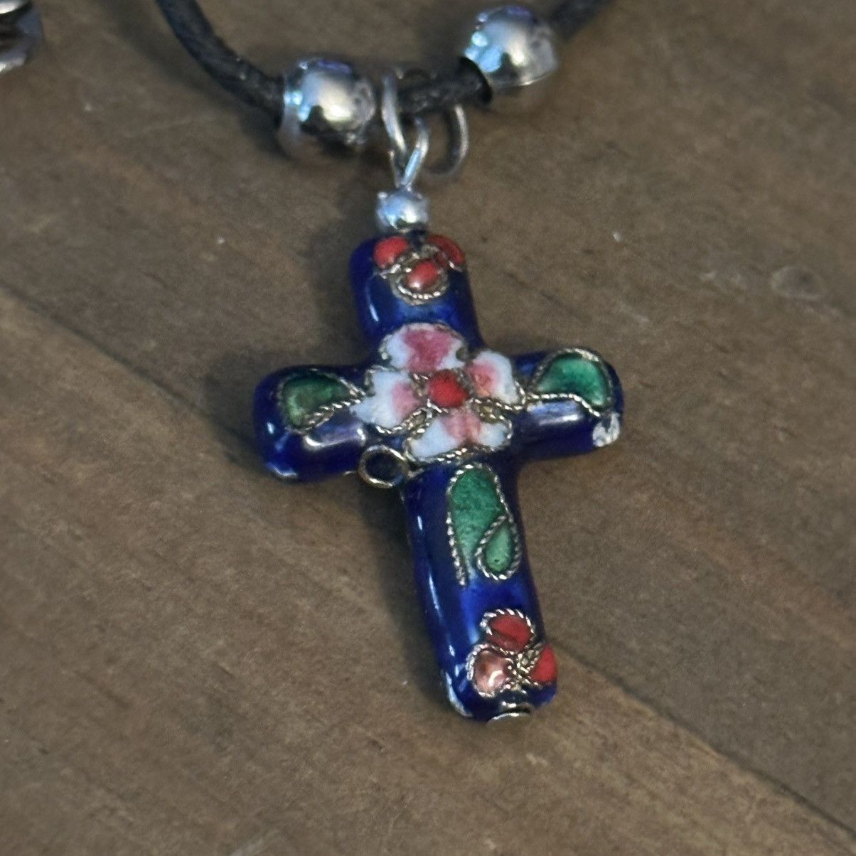 Other Cloisonné cross pendant cord necklace Size ONE SIZE - 3 Thumbnail