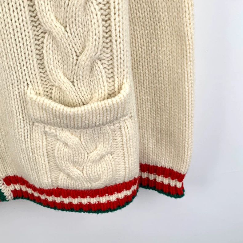 Gucci Gucci Beige striped twisted wool V-neck single-breasted lon Size L / US 10 / IT 46 - 5 Thumbnail