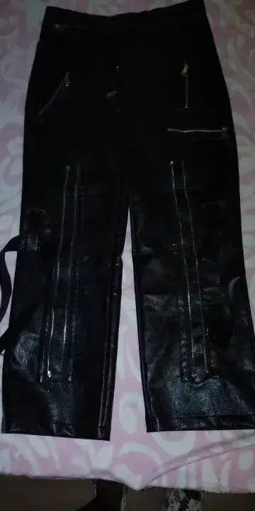 Other Pu Leather Pants with Zippers Belt Size US 30 / EU 46 - 2 Thumbnail