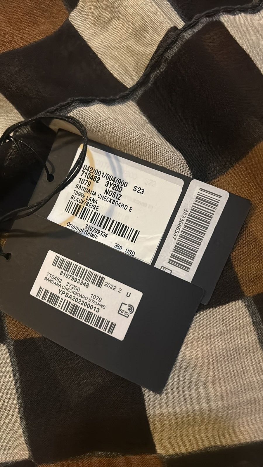 Saint Laurent Paris Saint Laurent Square Checkboard Bandana in Wool 65 x 65 CM Size ONE SIZE - 5 Thumbnail