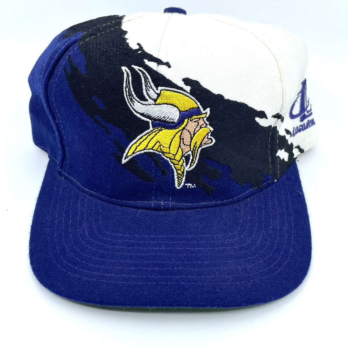 image of Logo Athletic x Snap Back Minnesota Vikings Nfl Pro Line Splash Wool Snapback Hat in Purple/White