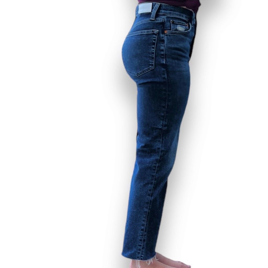 RE/DONE RE/DONE High-Rise 70S Stove Pipe Ankle Jeans Button Fly Worn True Indigo, 27 Size 27" / US 4 / IT 40 - 2 Thumbnail