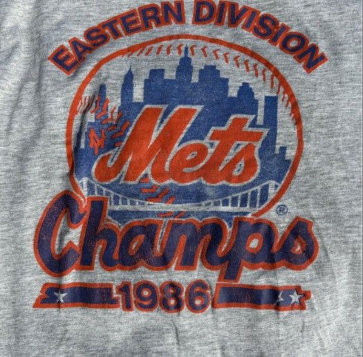 Starter Vtg Starter Mets Eastern Division Champs 86 T-Shirt Gray MLB Size US L / EU 52-54 / 3 - 2 Thumbnail