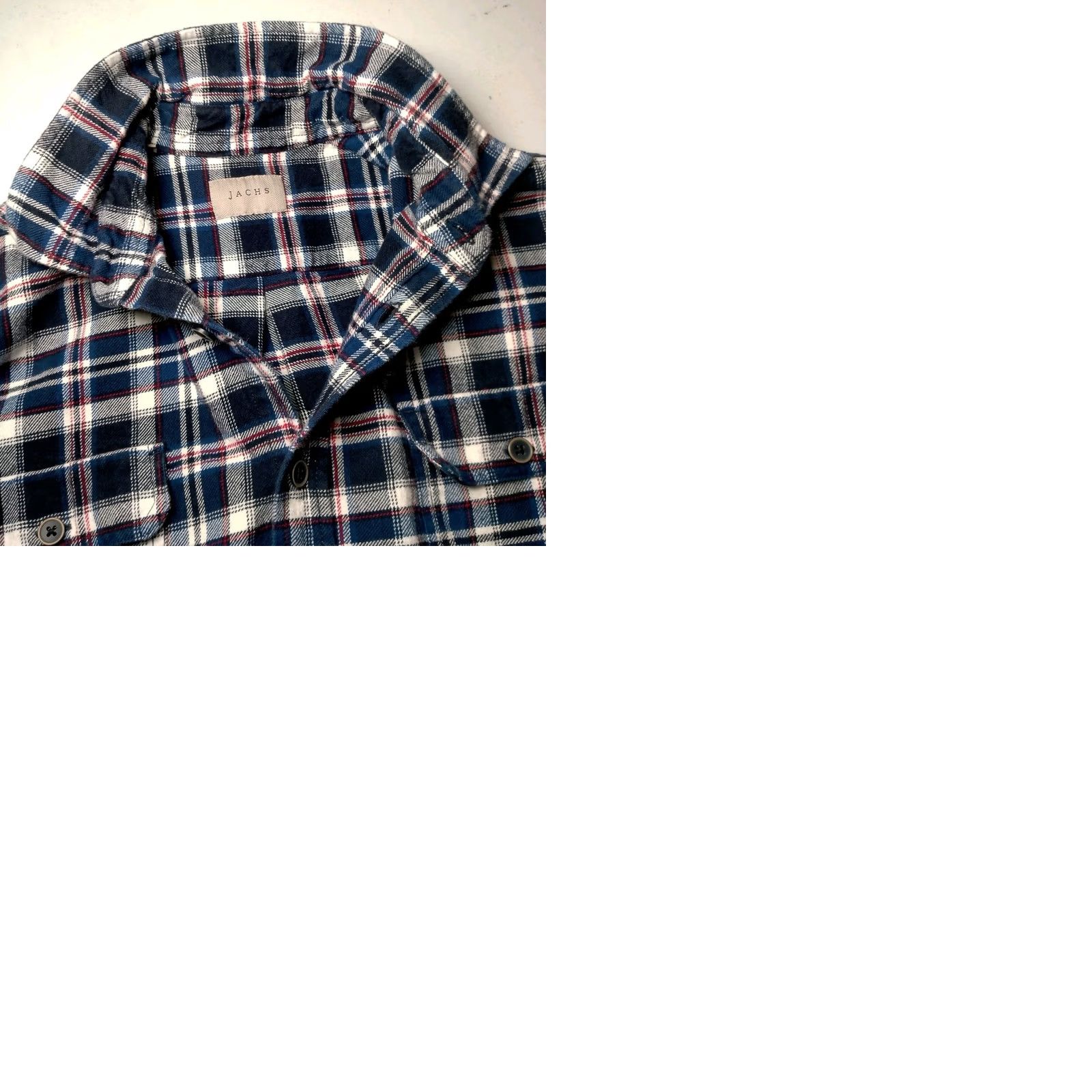 Vintage JACHS Flannel Shirt LT Large Tall Blue Plaid Heavyweight Cotton Tartan Workwear Button-Up Long Sleeve Casual Mens Size US L / EU 52-54 / 3 - 10 Thumbnail