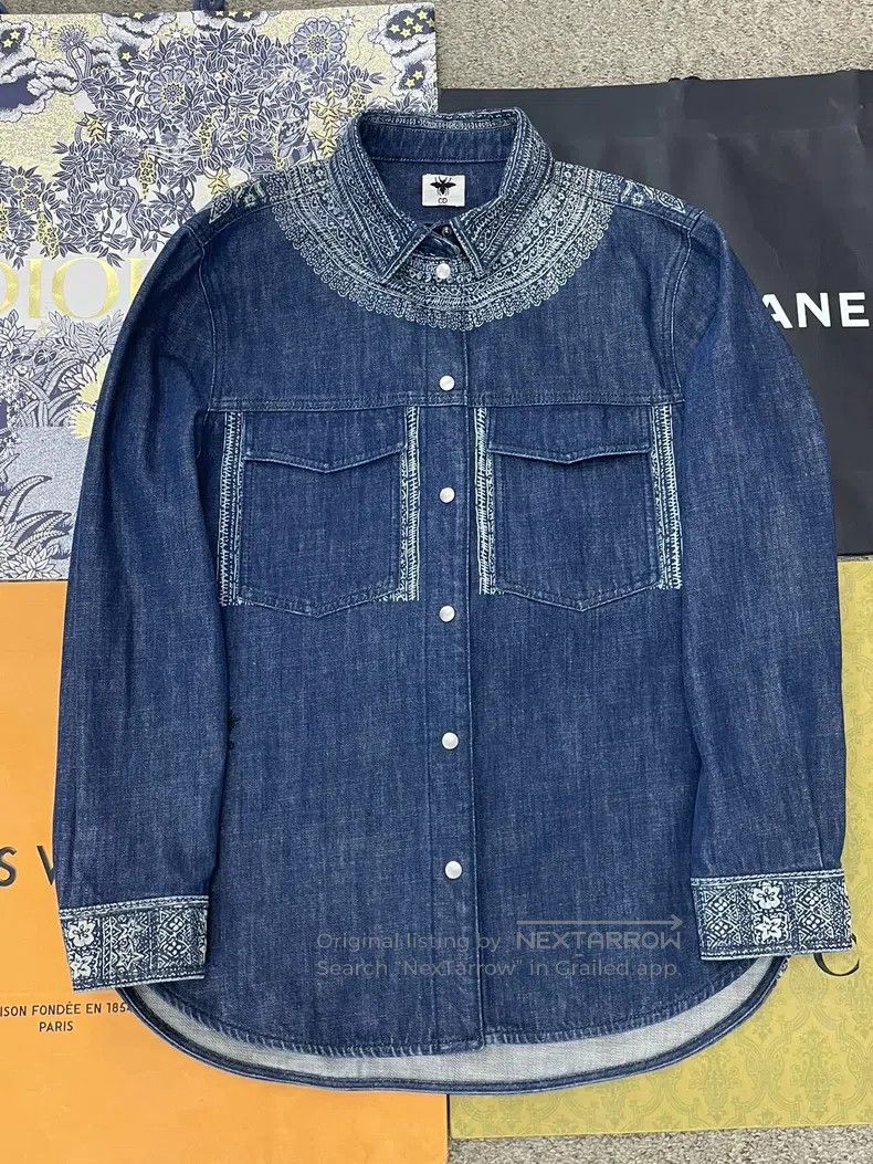 Dior Dior Blue printed denim shirt Size S / US 4 / IT 40 - 1 Thumbnail