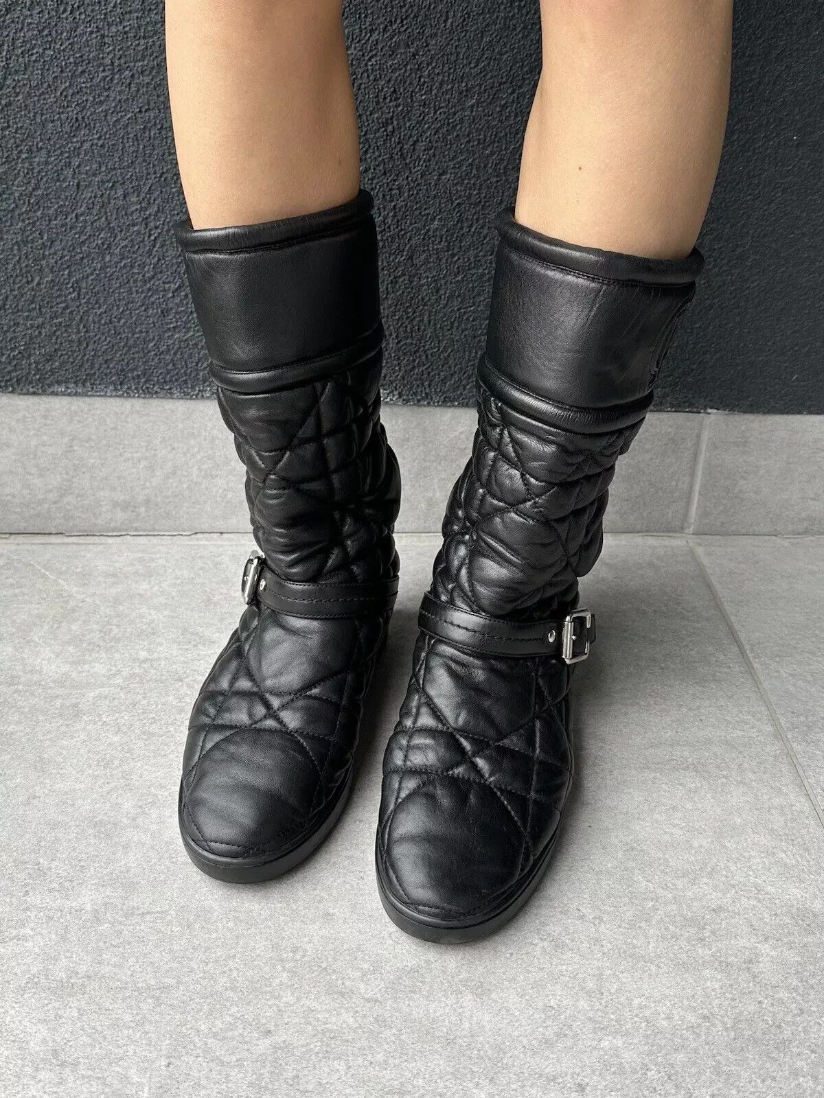 Dior CD Christian DIOR vintage women soft leather QUILTED BOOTS Size US 7.5 / IT 37.5 - 5 Thumbnail