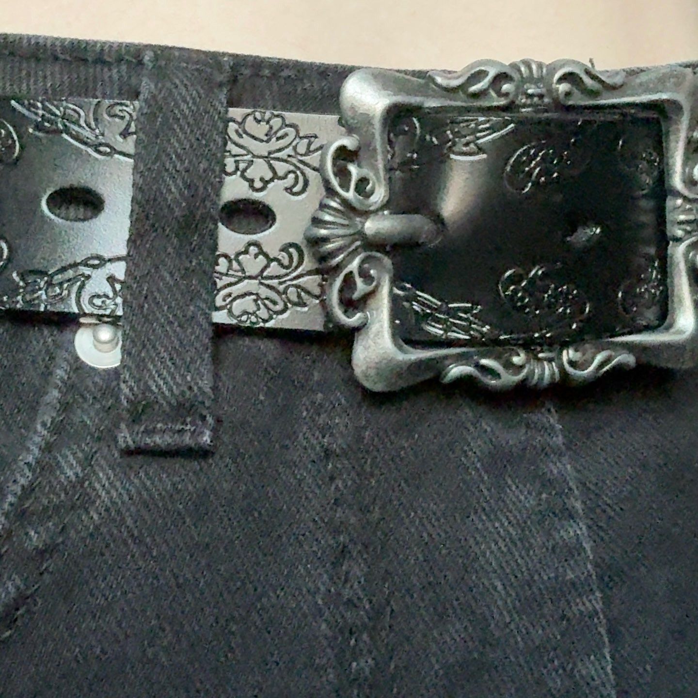 Designer × Vintage Retro Embossed Floral Belt Size ONE SIZE - 2 Thumbnail
