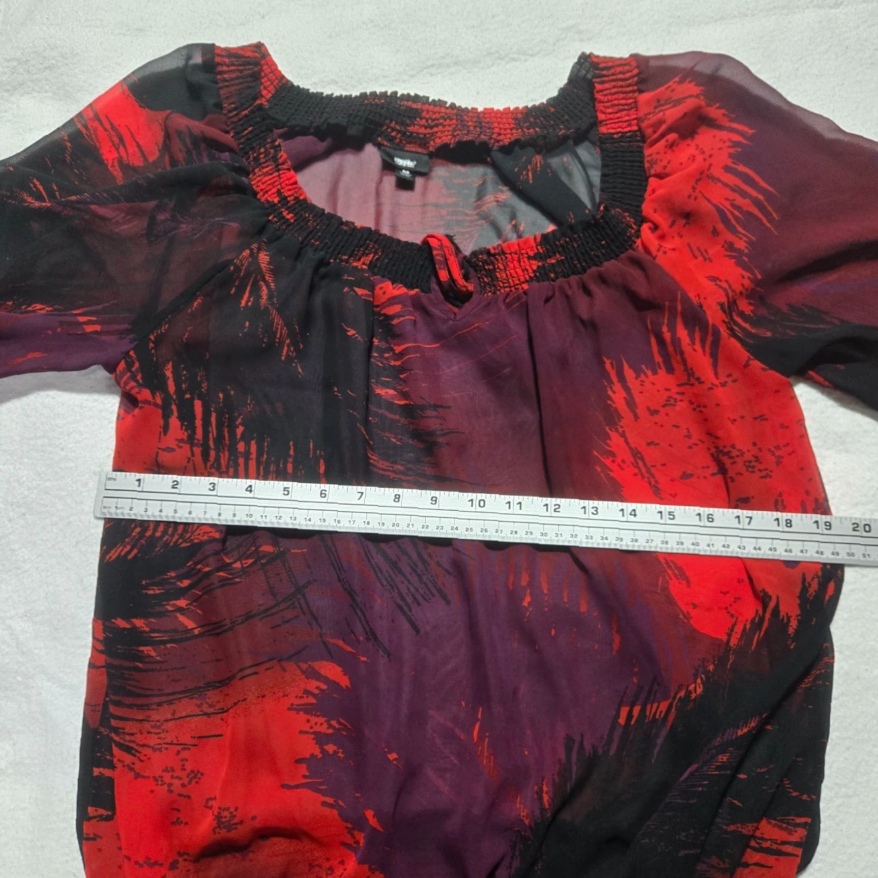 Mossimo Mossimo Shirt Blouse Womens M Multicolor Round Neck Long Sleeve Bell Sleeve Sheer Casual Party/Cocktail Size M / US 6-8 / IT 42-44 - 5 Thumbnail
