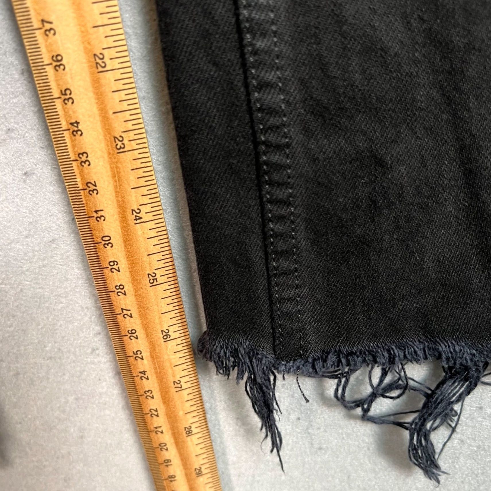 RE/DONE Re/Done Originals Womens 29 Black High-Waist Straight-Leg Jeans W/ Frayed Hem - 5-Pocket Denim Cotton Blend Button Rise High Vintage No Size 29" - 7 Thumbnail