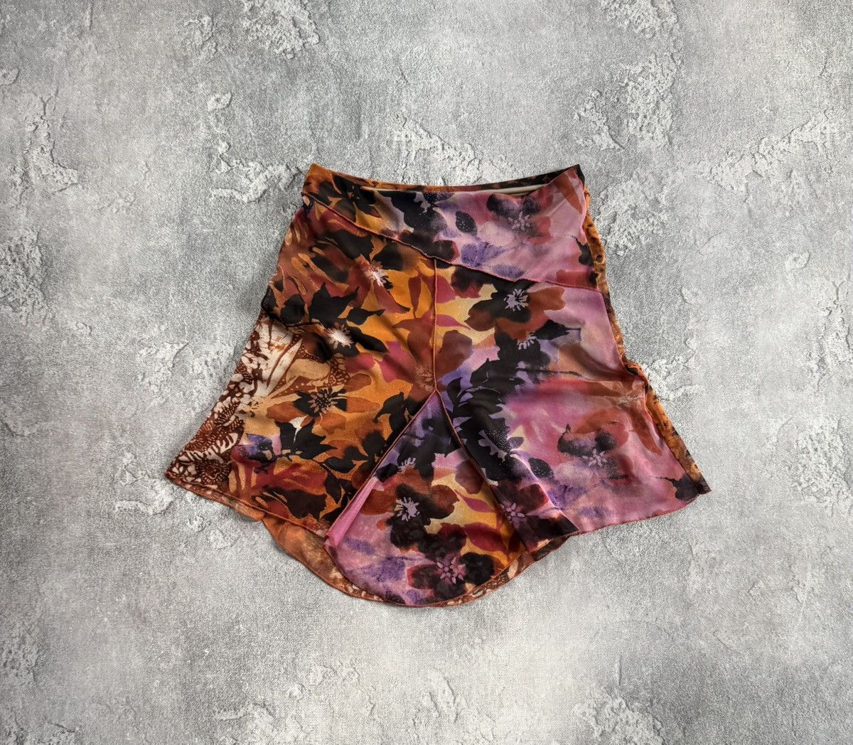Jean Paul Gaultier Retro 90s skirt mini mesh all printed flowers 🌺 Avantgarde Size 26" / US 2 / IT 38 - 6 Thumbnail