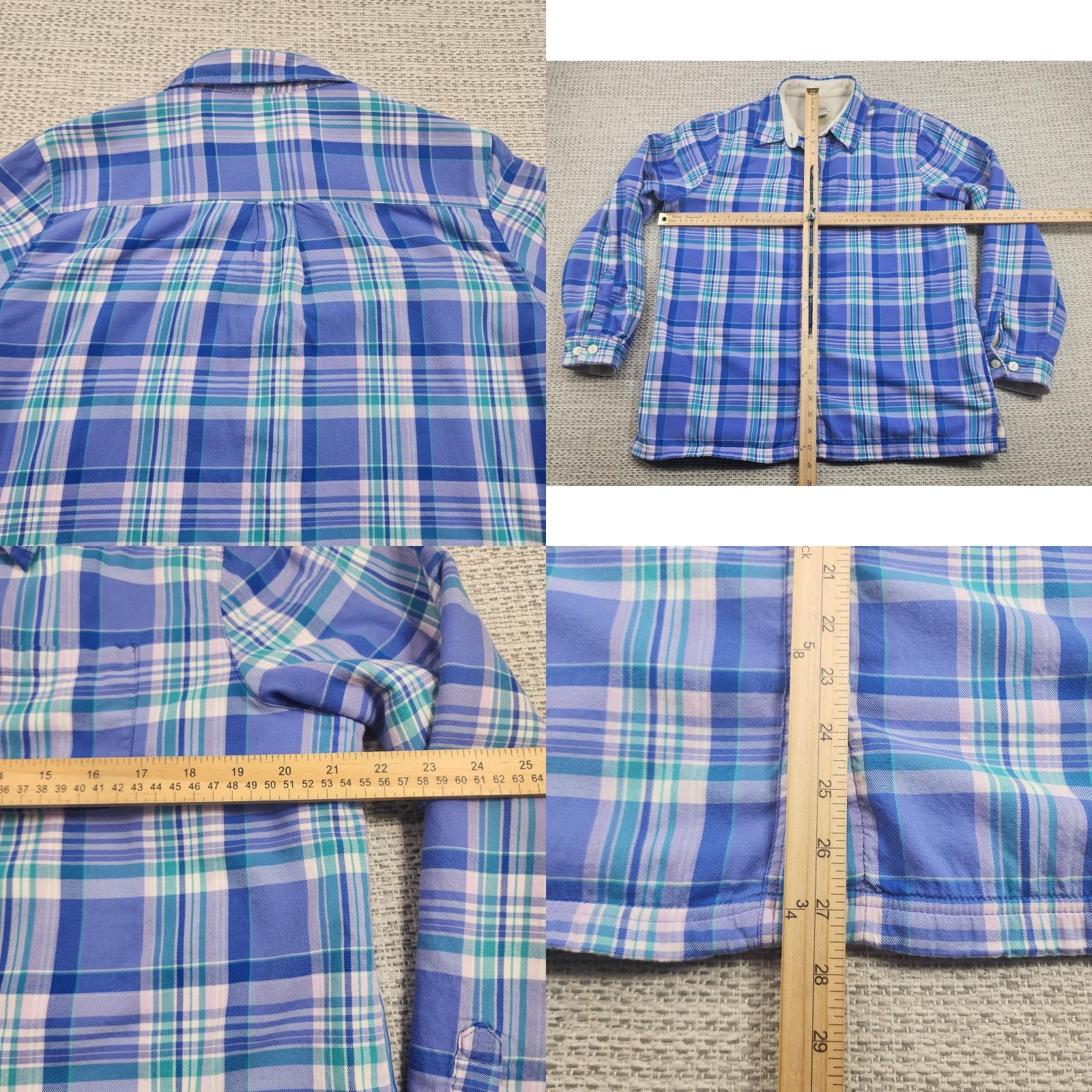 Vintage L.L.Bean Shirt Adult Medium Blue Plaid Fleece Lined Button Up Long Sleeve Size US M / EU 48-50 / 2 - 8 Thumbnail