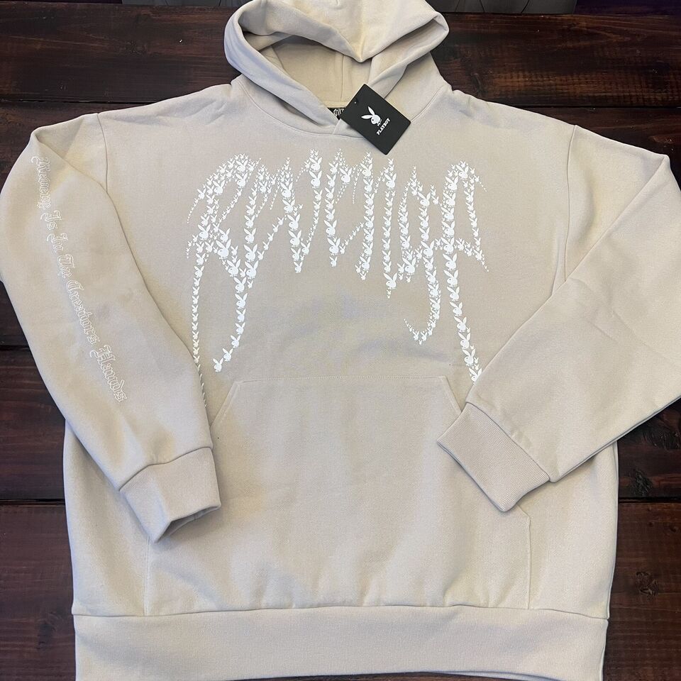 Image of Revenge X Playboy Multi Bunny Arch Logo Hoodie in Sand, Men's (Size XL)