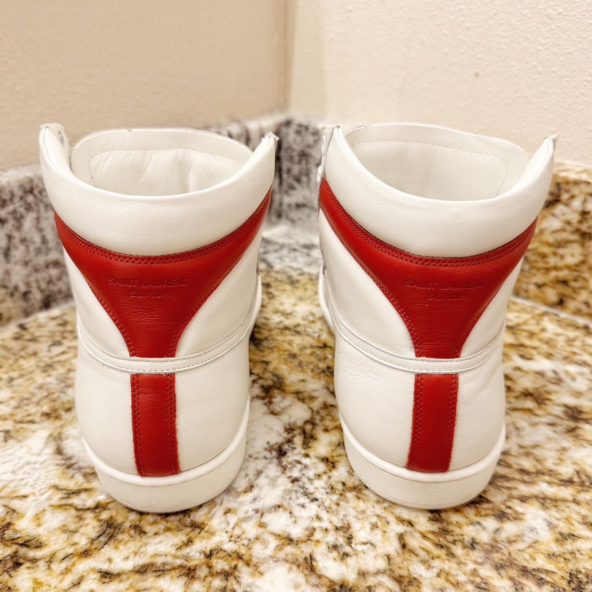 Saint Laurent Paris SL/10H HIGH TOP WHITE+RED Size US 9 / EU 42 - 5 Thumbnail