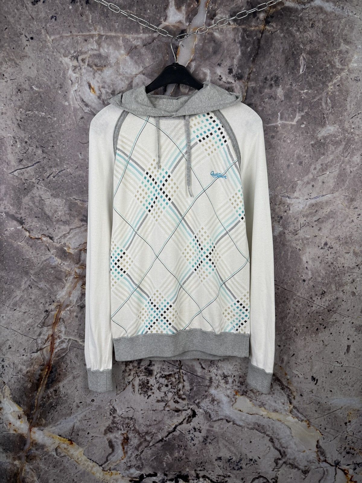 Quiksilver Quiksilver Vintage Argyle Pattern Hoodie Pullover Size Large Size US L / EU 52-54 / 3 - 1 Thumbnail