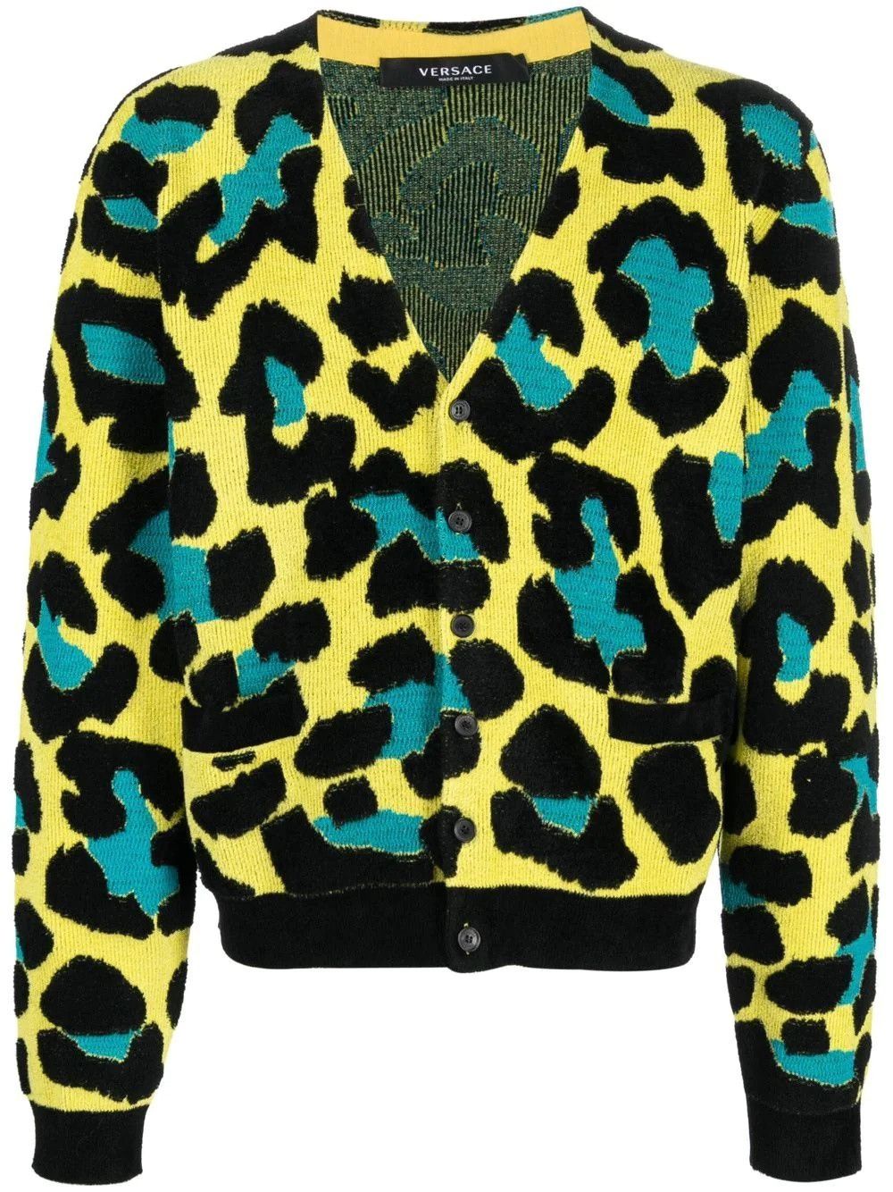 Versace o1y0525 Leopard-print V-neck Cardigan in Multicolor Size US M / EU 48-50 / 2 - 1 Thumbnail