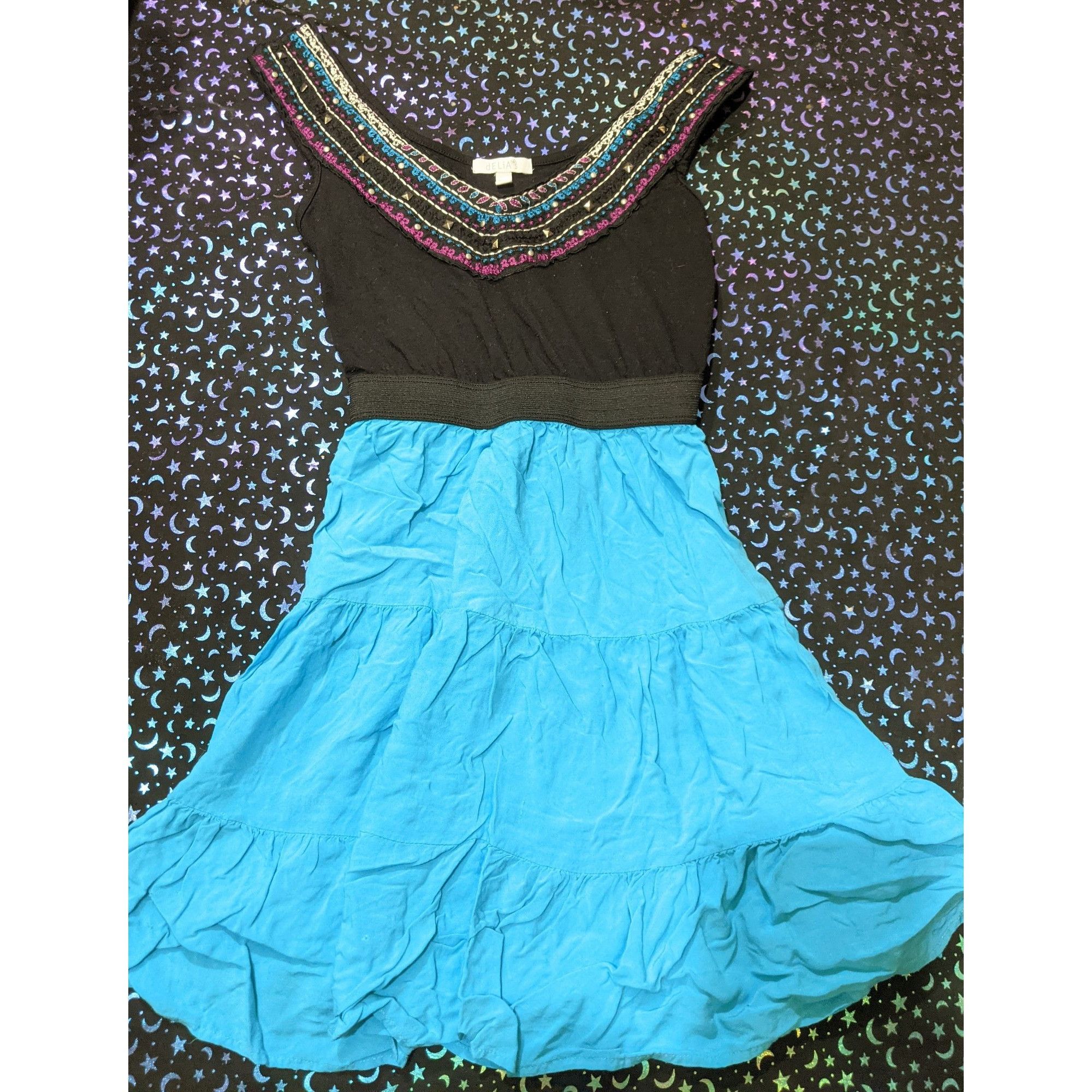 Other Delia's Black And Blue Fancy Collared Dress Size S / US 4 / IT 40 - 2 Thumbnail