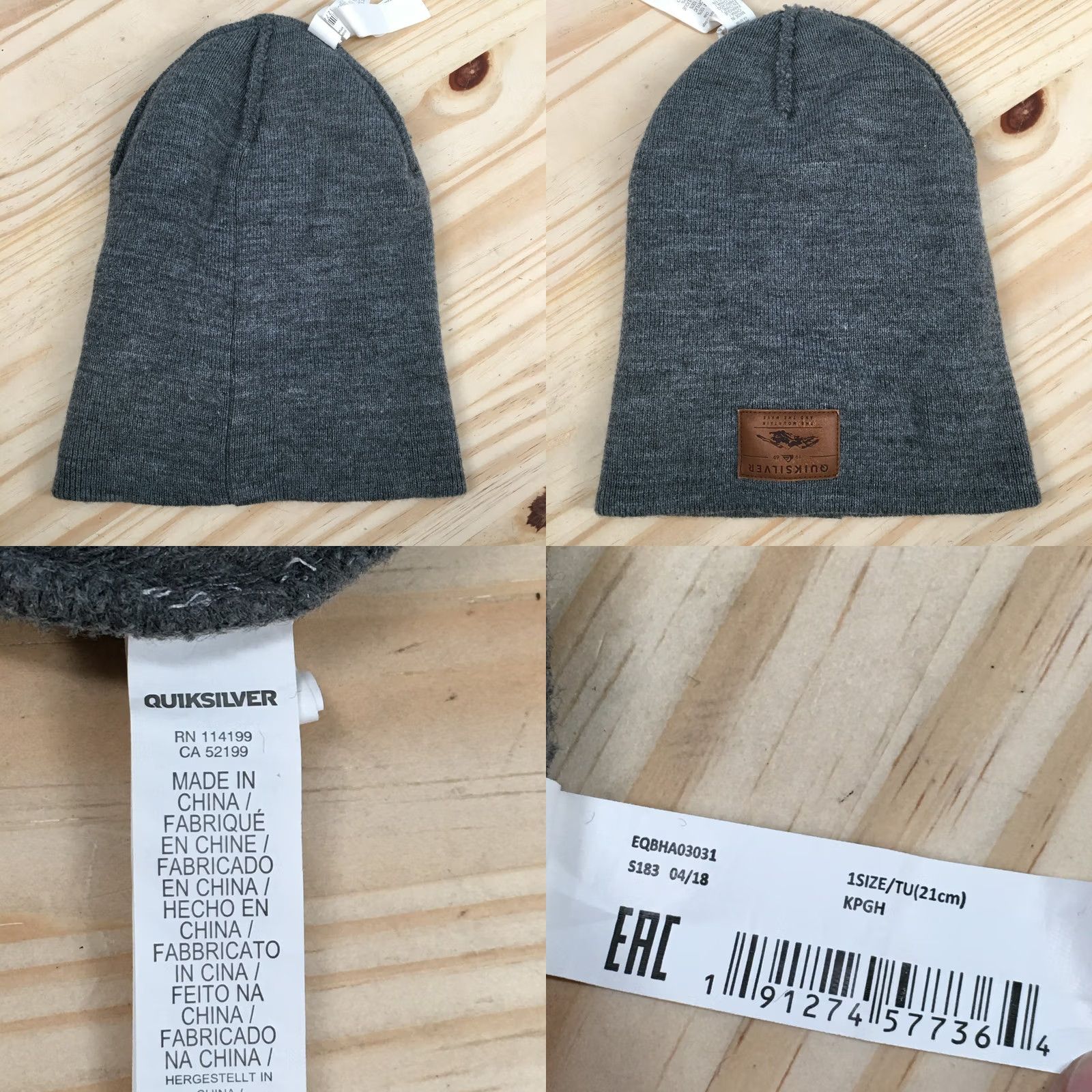 Quiksilver Quiksilver Beanie Mens One Size Gray Knitted Cuffed Winter Hat EQBHA03031 NEW Size ONE SIZE - 8 Thumbnail
