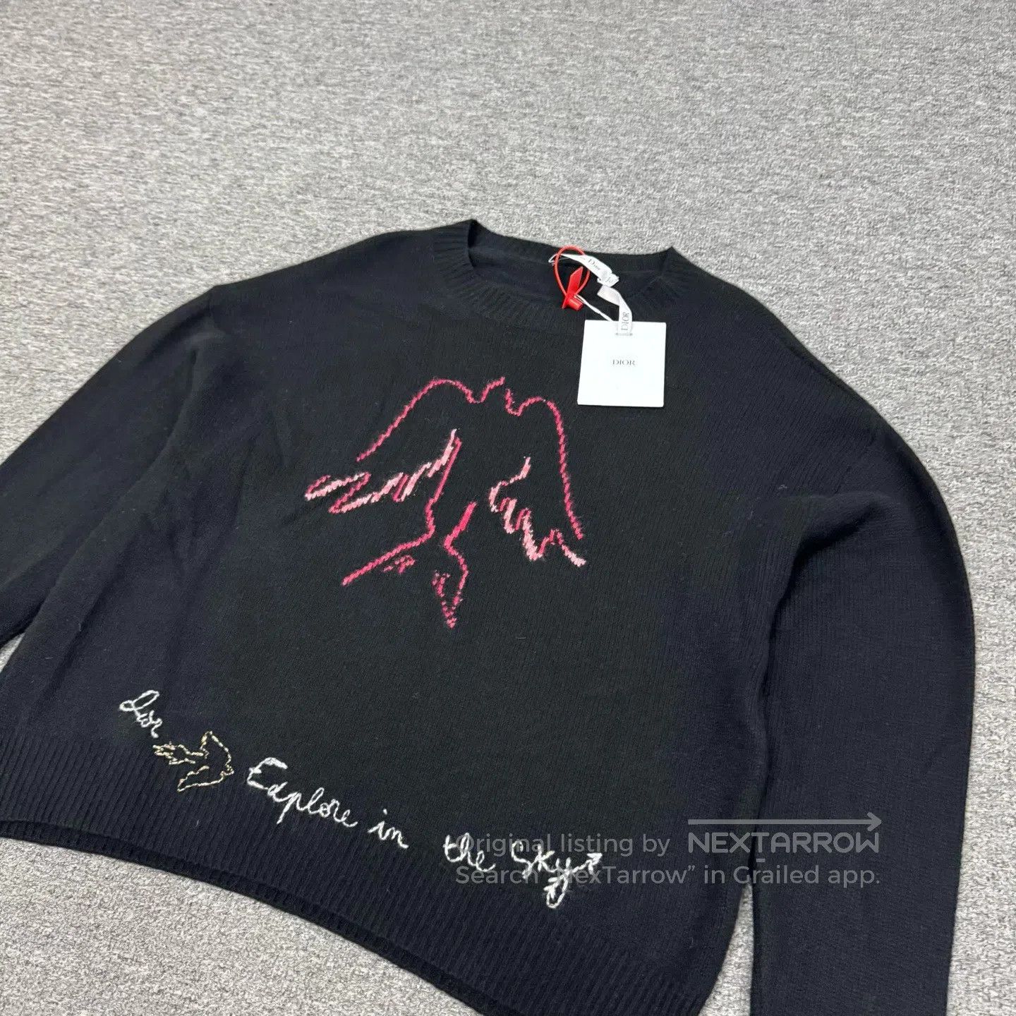 Dior Dior Black and pink embroidered dove motifs; cashmere swea Size US L / EU 52-54 / 3 - 3 Thumbnail