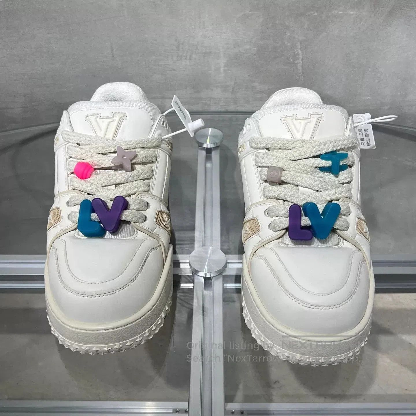 Louis Vuitton White High-Top Sneakers with Colorful Accents. Size US 8.5 / EU 41-42 - 1 Thumbnail