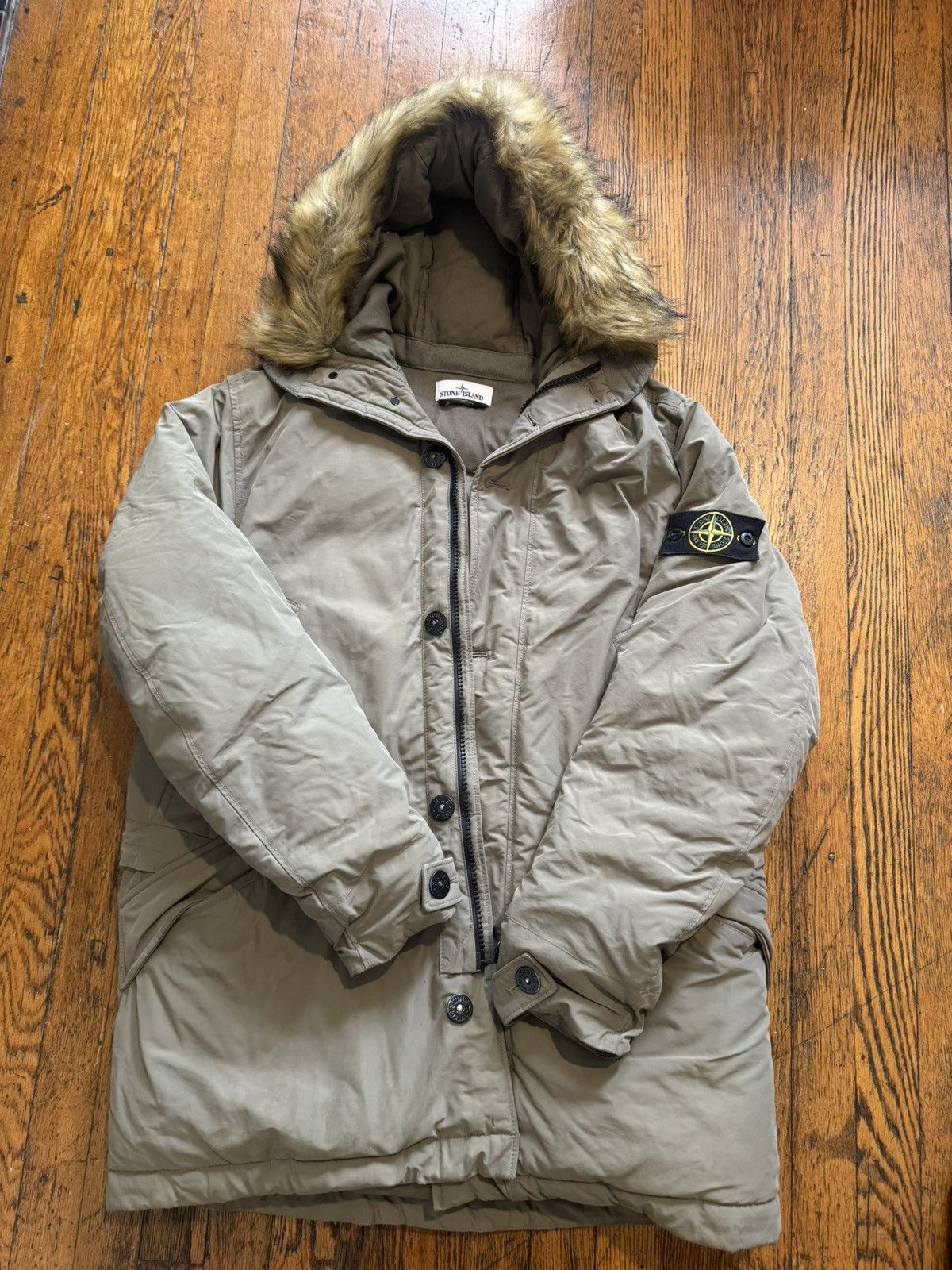 Stone island fur parka store