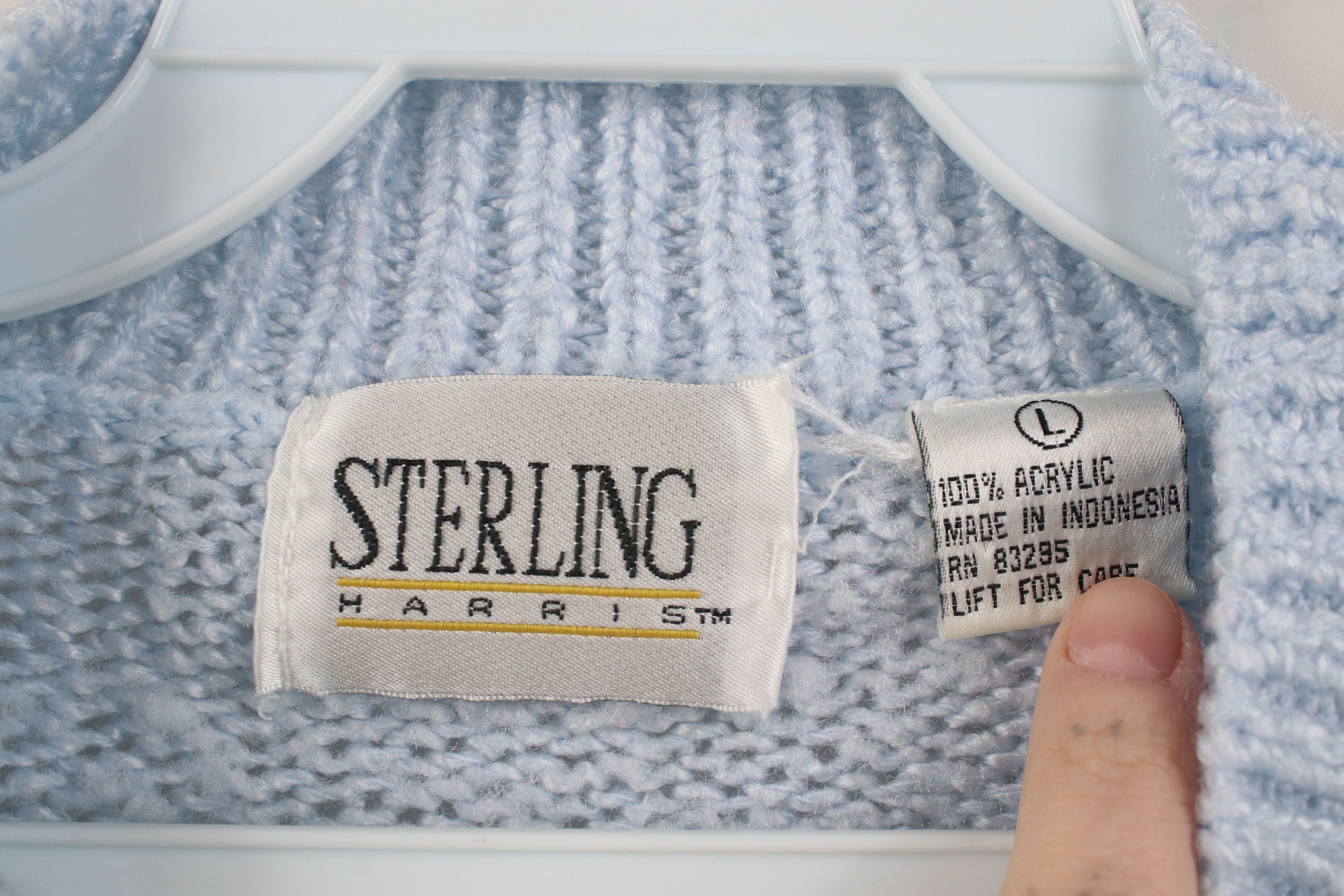 Vintage Vintage 90s Streetwear Ribbed Cable Knit Sweater Light Blue Size L / US 10 / IT 46 - 7 Thumbnail