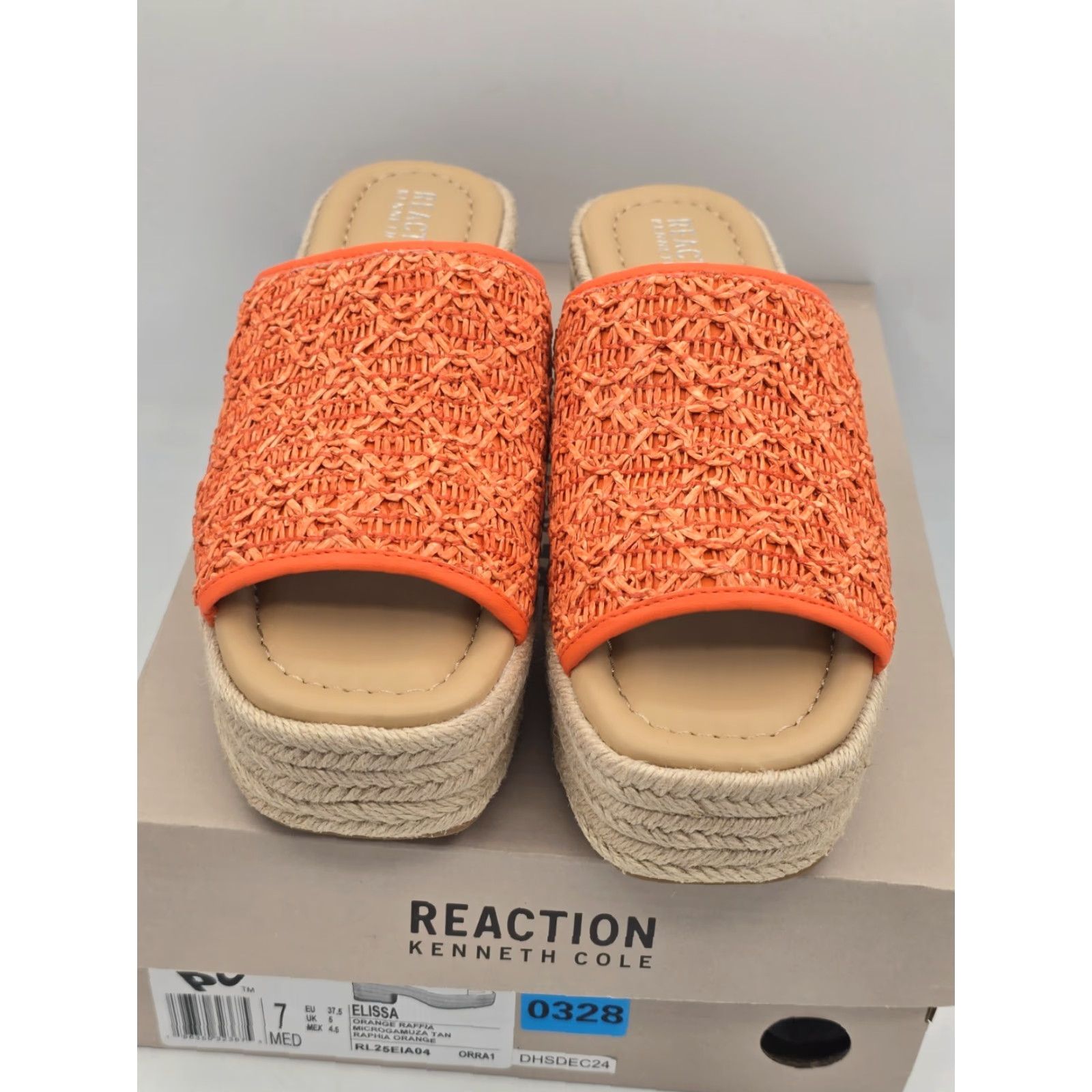 Kenneth Cole KENNETH COLE REACTION Women's Elissa Sandal Orange Raffia Sz 7 M - NIB - Heels - 7 - Orange - Womens - Raffia Size US 7 / IT 37 - 4 Thumbnail