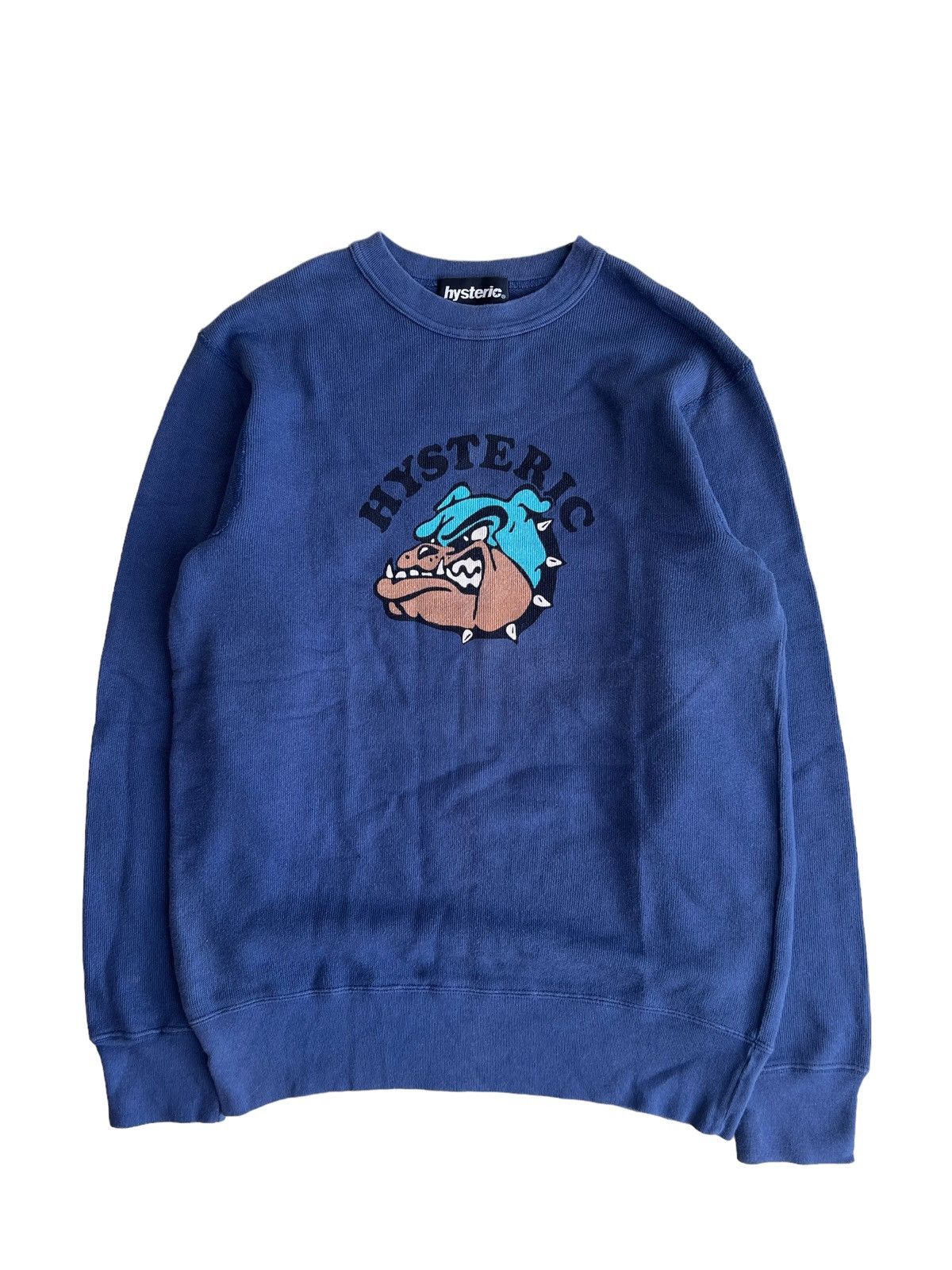 image of Dog Limited x Hysteric Glamour 1990S Hysteric Glamour Bull Dog Logo Crewneck Sweater in Blue (Size 